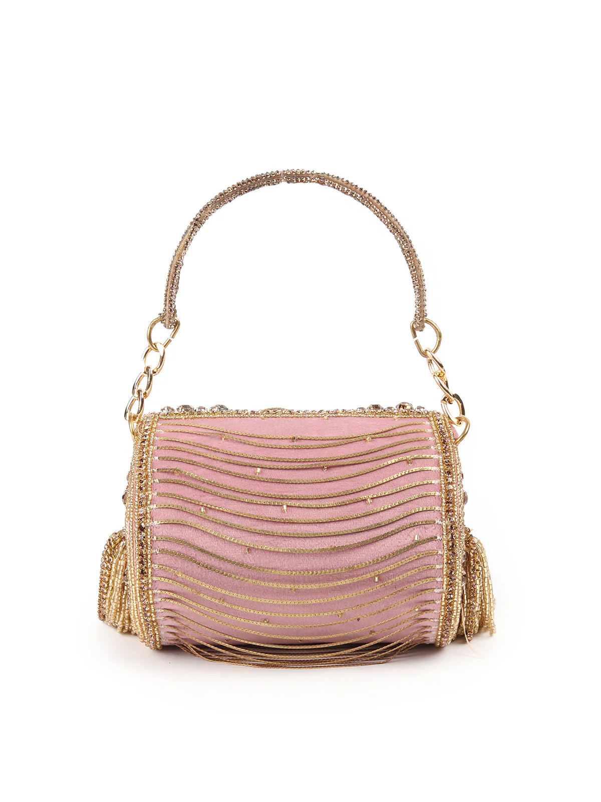Odette Blush Pink Embellished Clutch For Women - Image 5