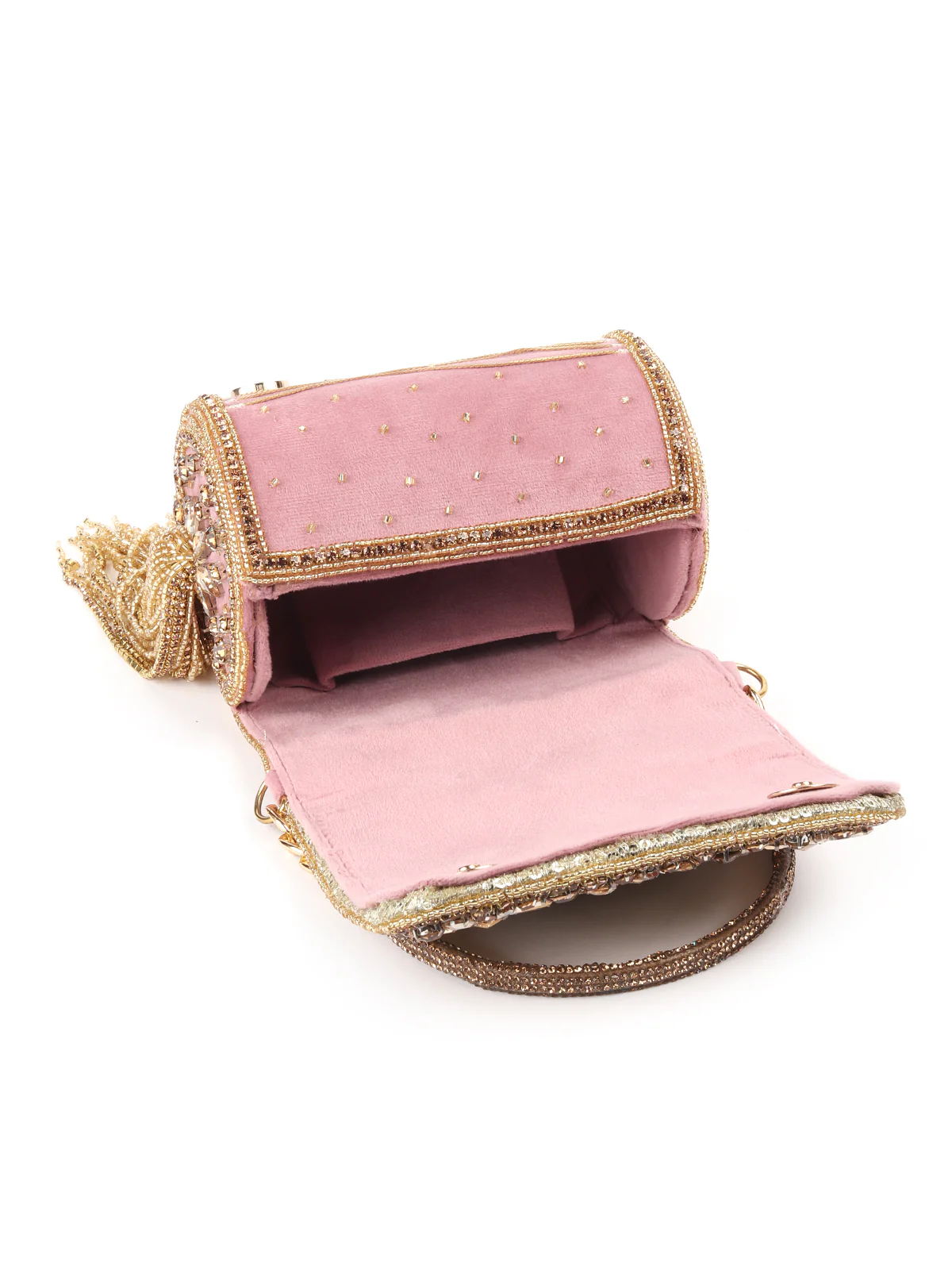 Odette Blush Pink Embellished Clutch For Women - Image 6
