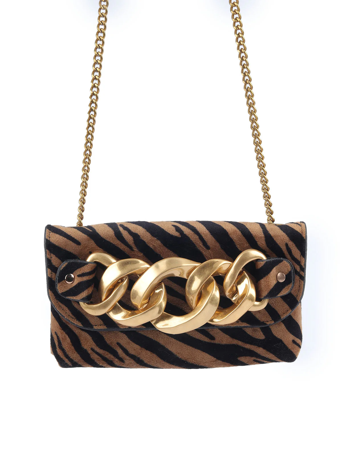 Odette Brown And Black Suede Printed Sling Bag For Women - Image 3