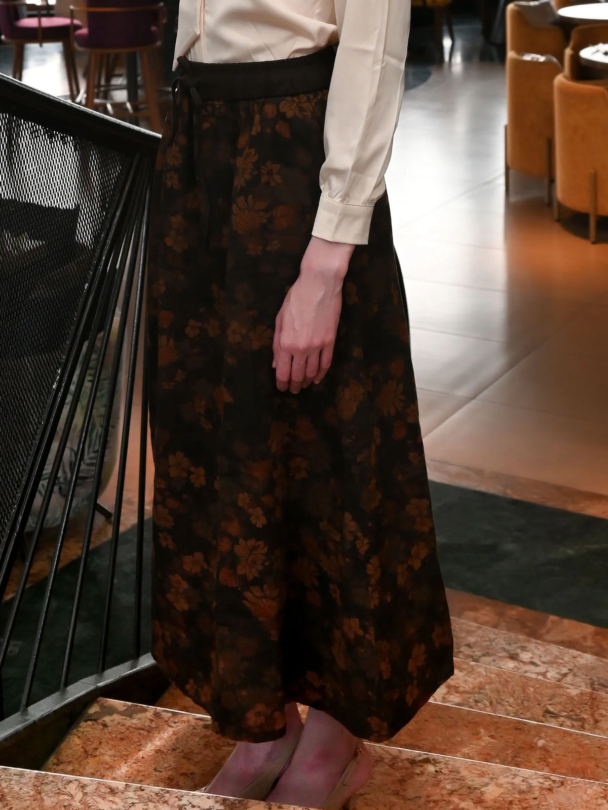 Odette Brown Cotton Blend Printed Skirt For Women - Image 4
