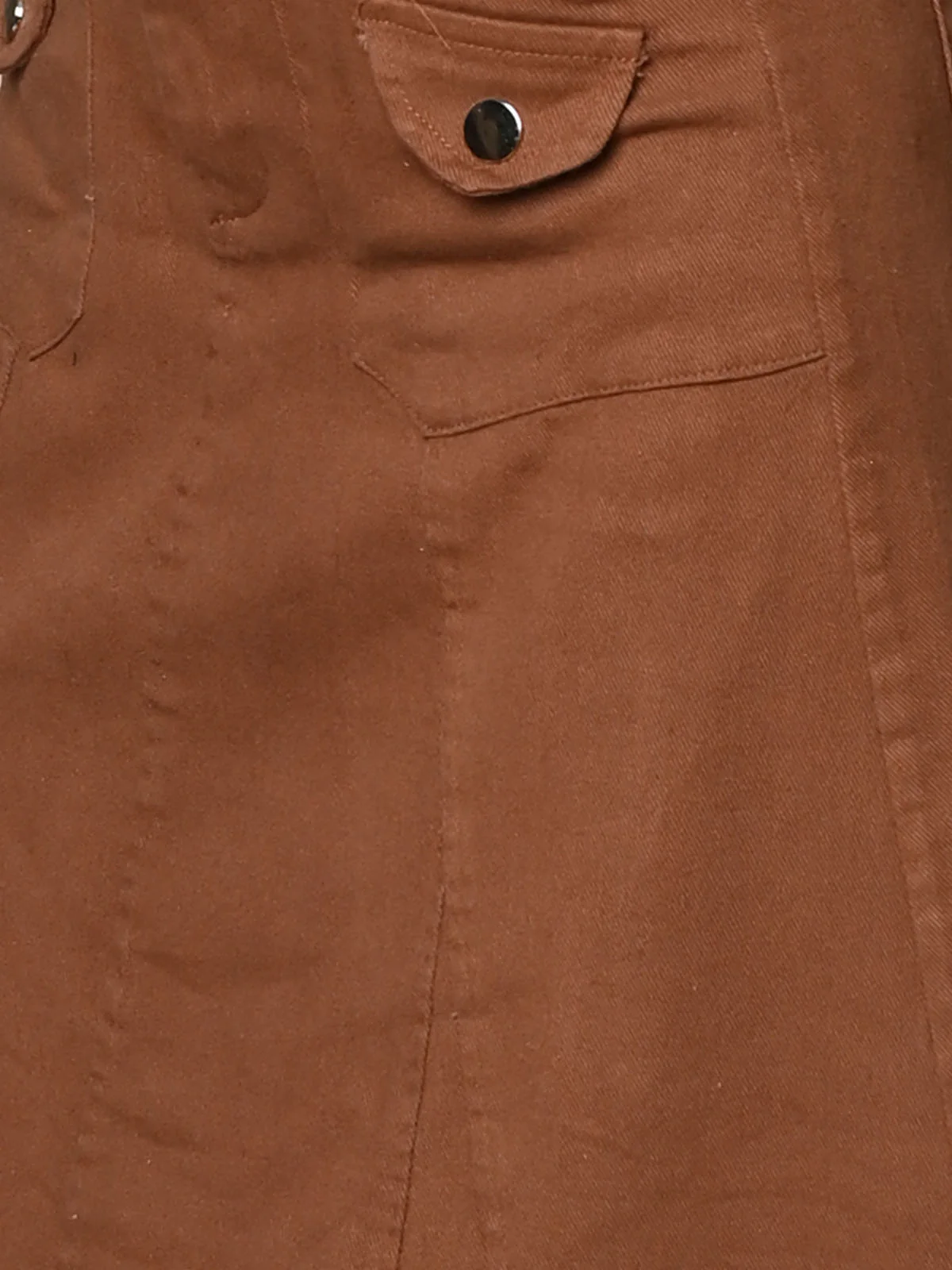 Odette Brown Denim Solid Skirt For Women - Image 5
