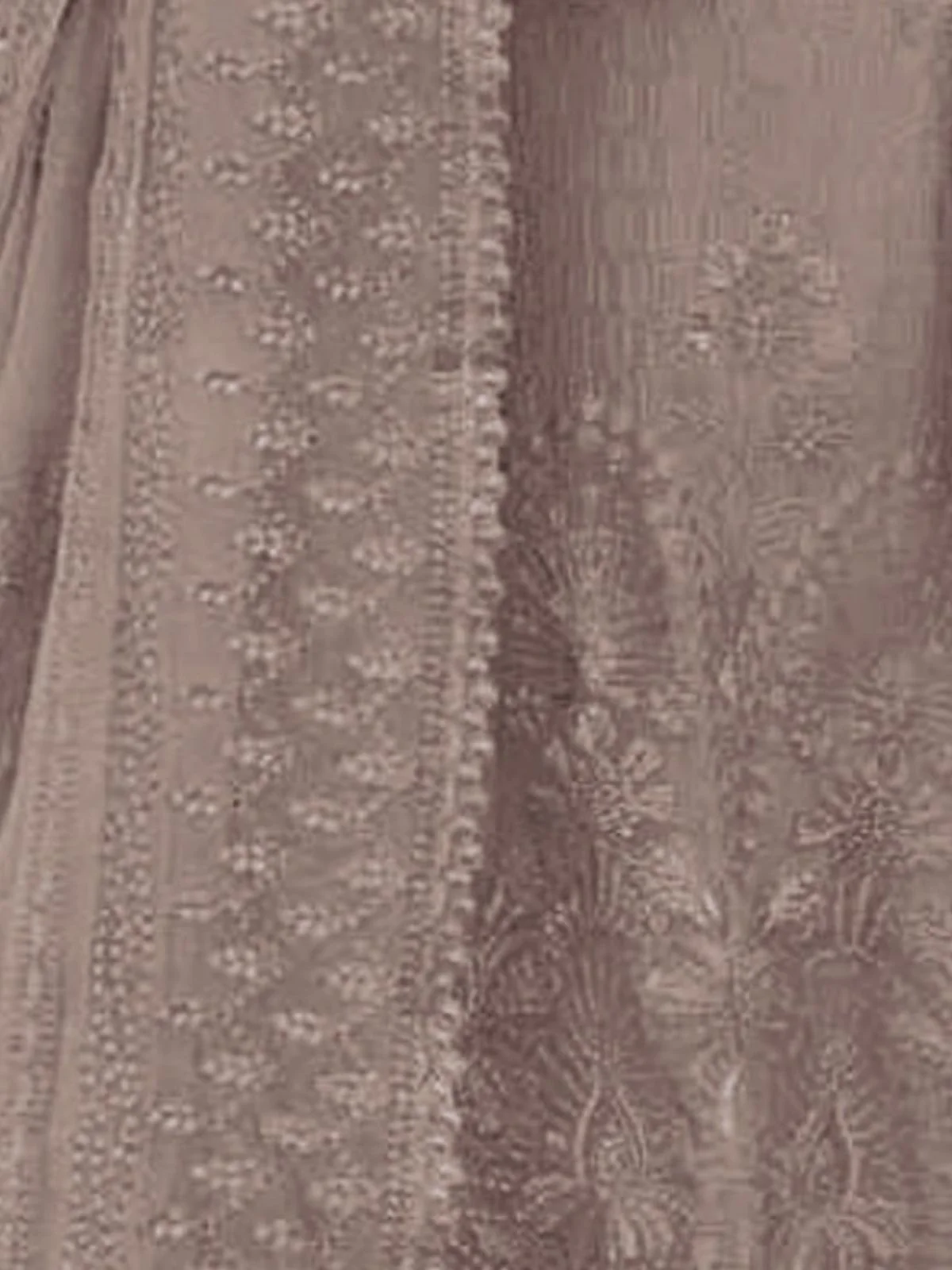 Odette Brown Georgette Embroidered Semi-Stitched Kurta Set For Women - Image 3