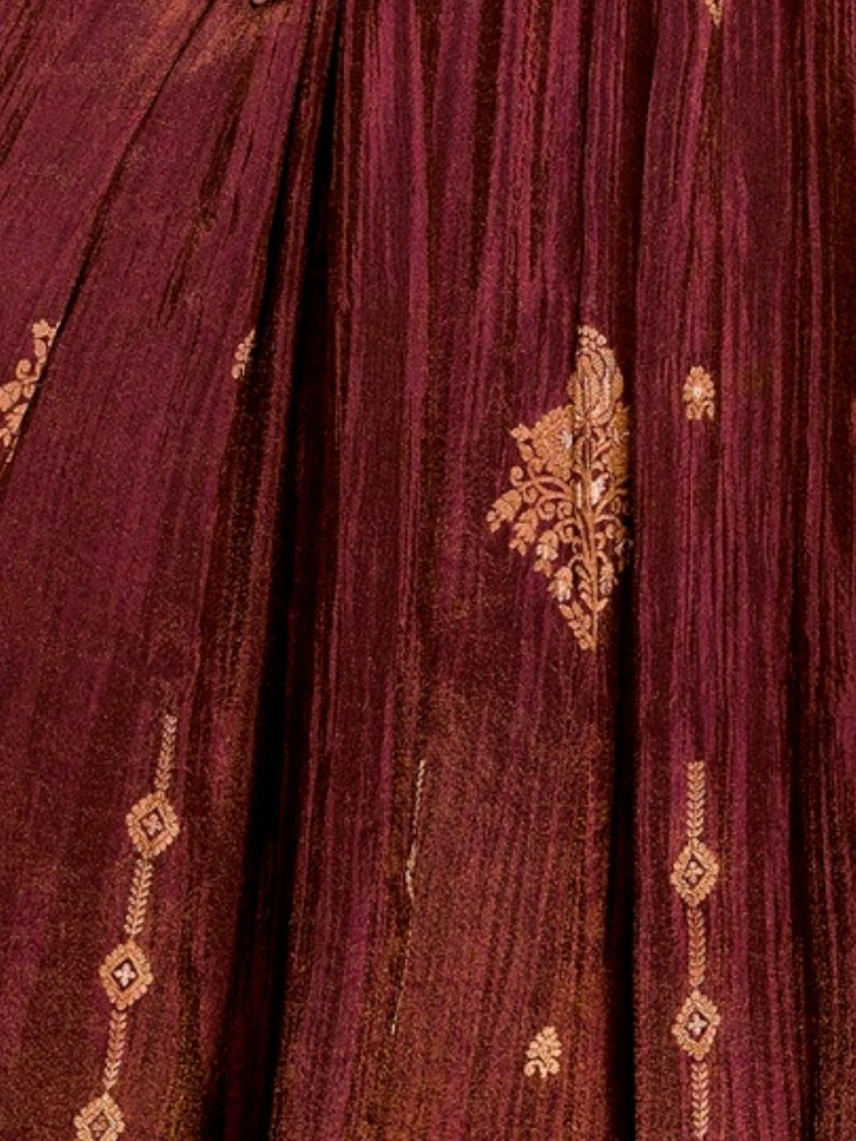 Odette Brown Jacquard Embroidered Semi Stitched Kurta With Dupatta For Women - Image 3