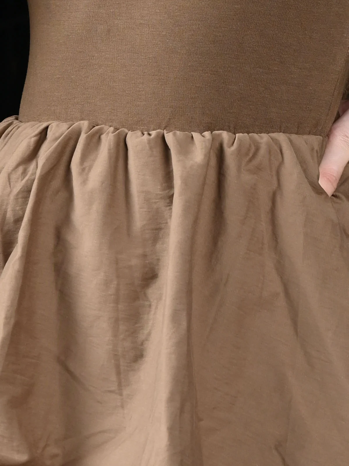 Odette Brown Jersey Poplin Solid Dress For Women - Image 5