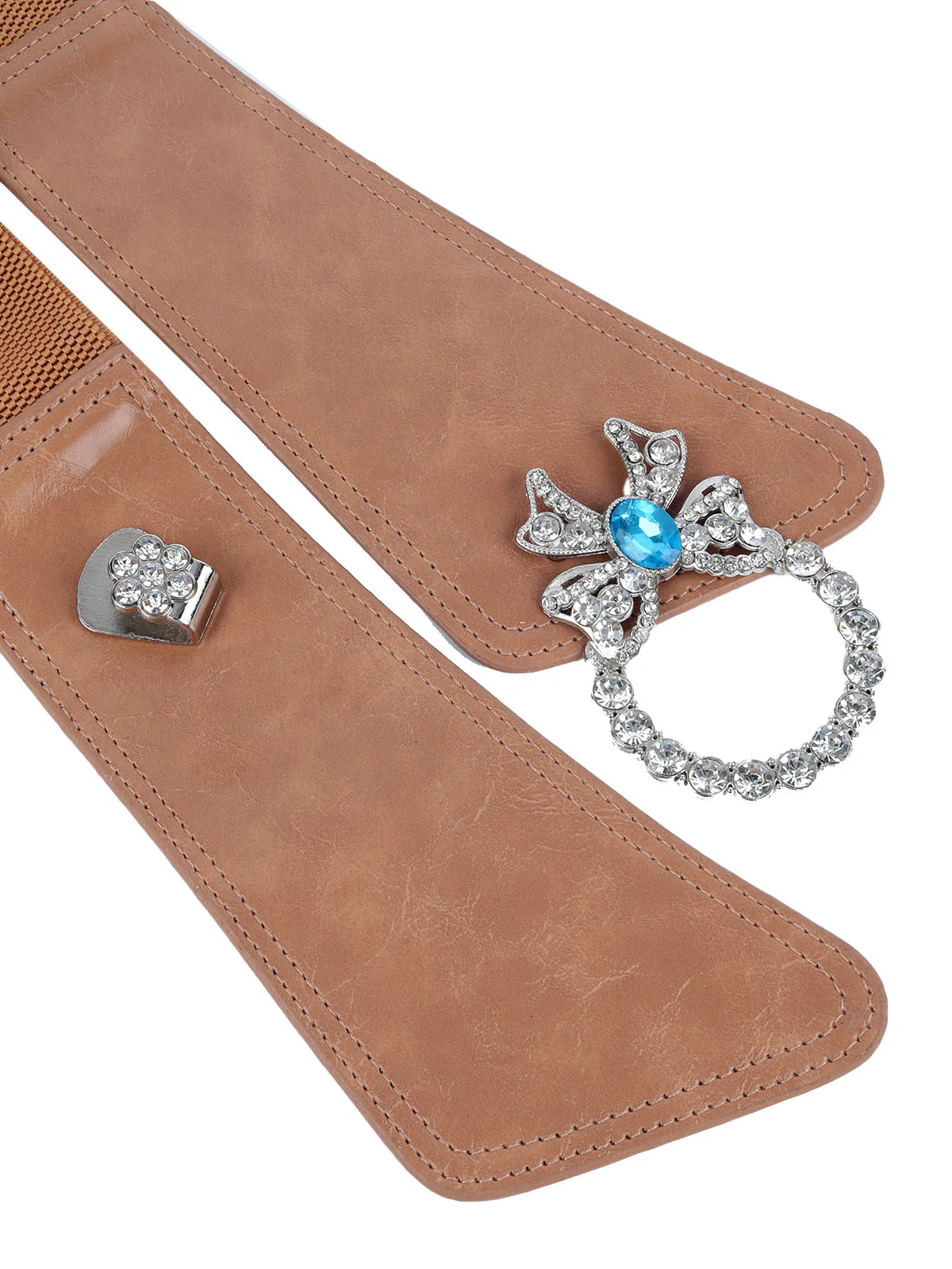Odette Brown Leather Embellished Waist Belt for Women - Image 3