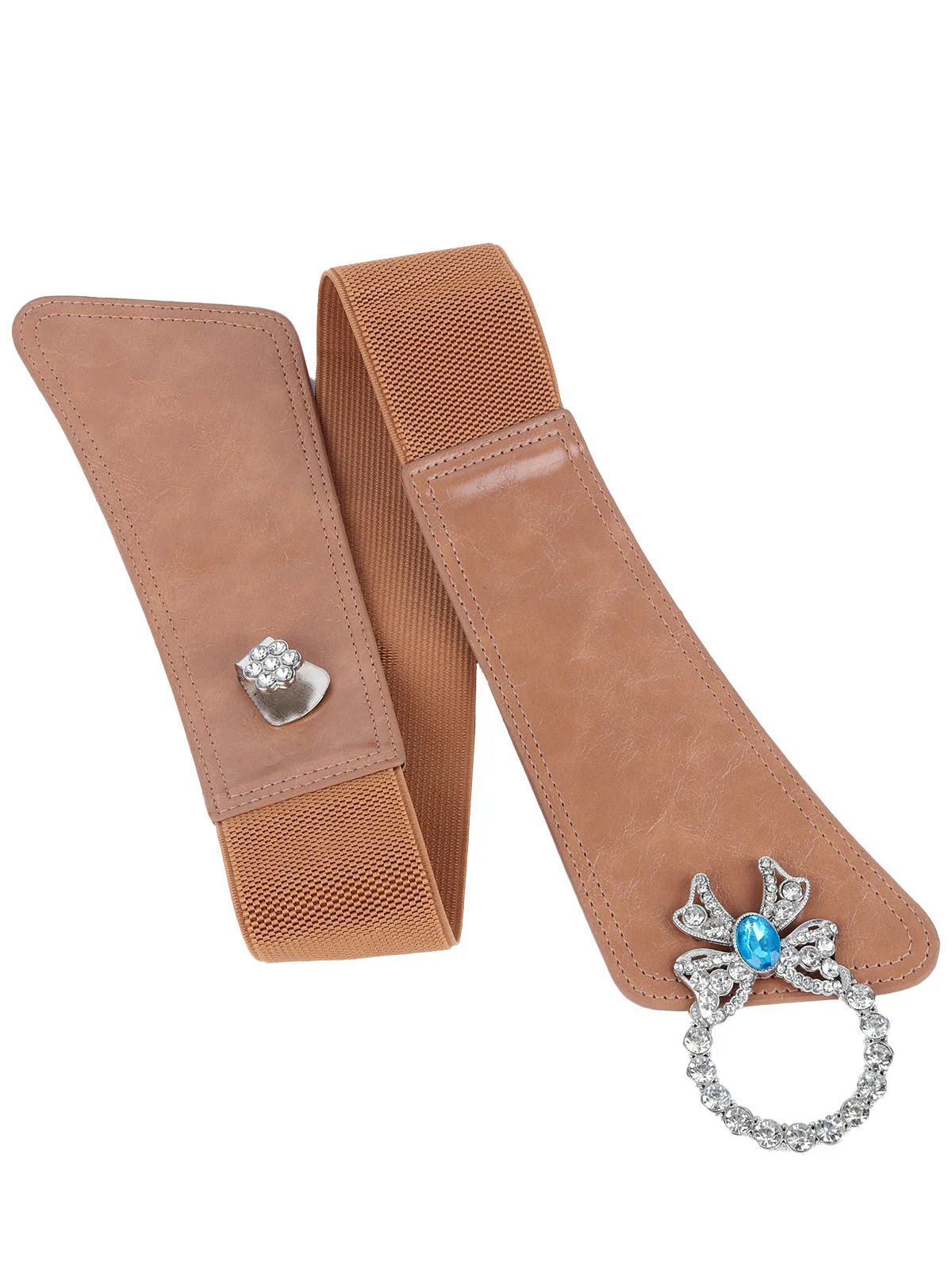 Odette Brown Leather Embellished Waist Belt for Women - Image 6