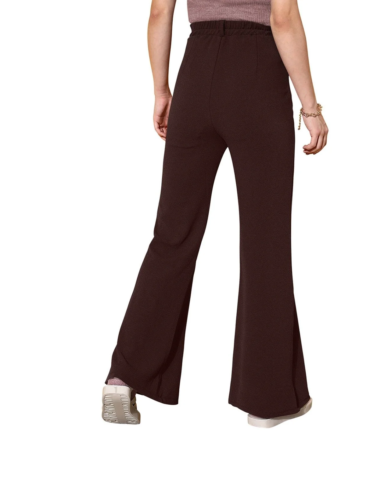 Odette Brown Polyester Solid Stylish Trousers For Women - Image 4