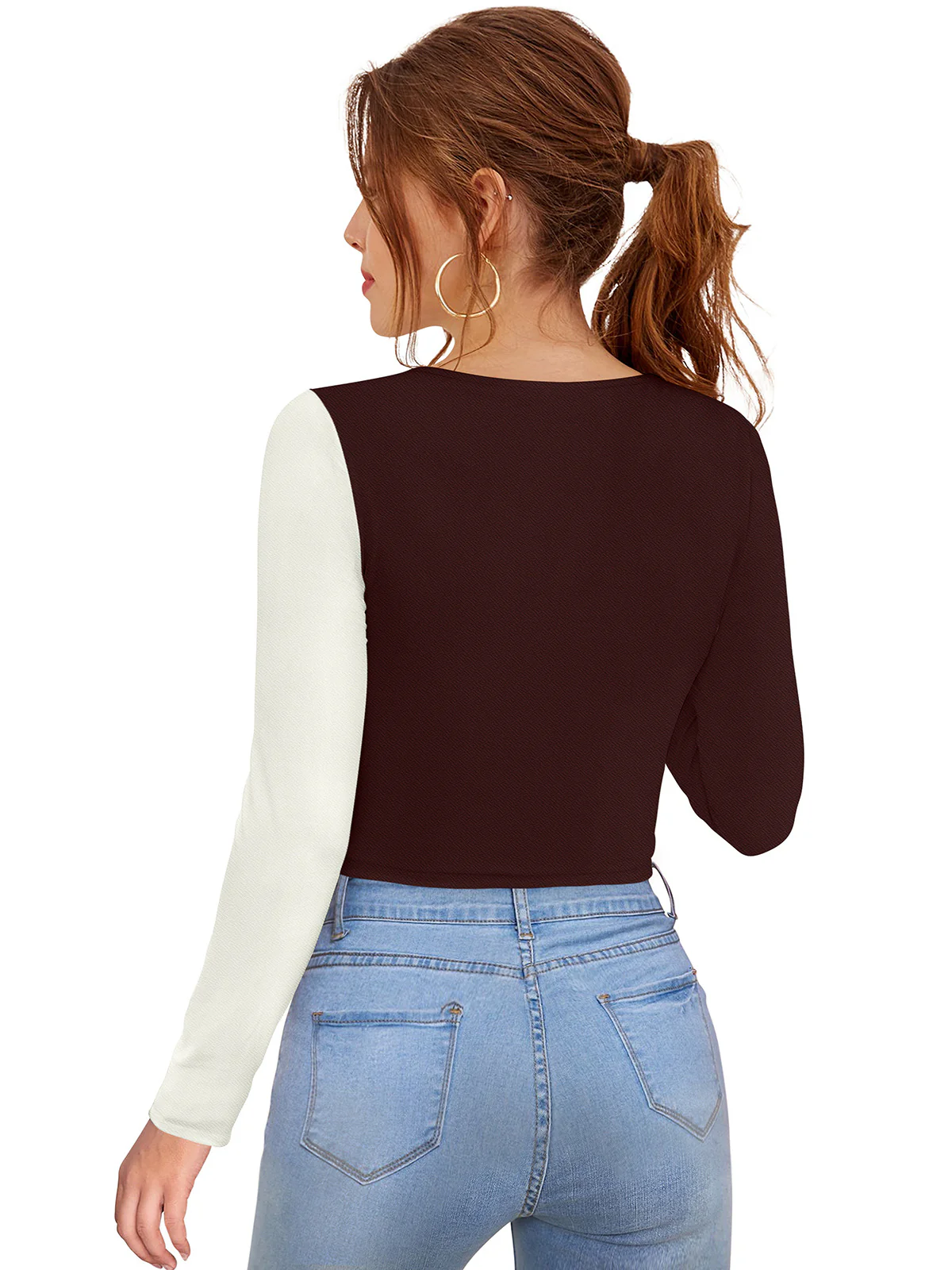 Odette Brown Polyester Solid Top For Women - Image 4