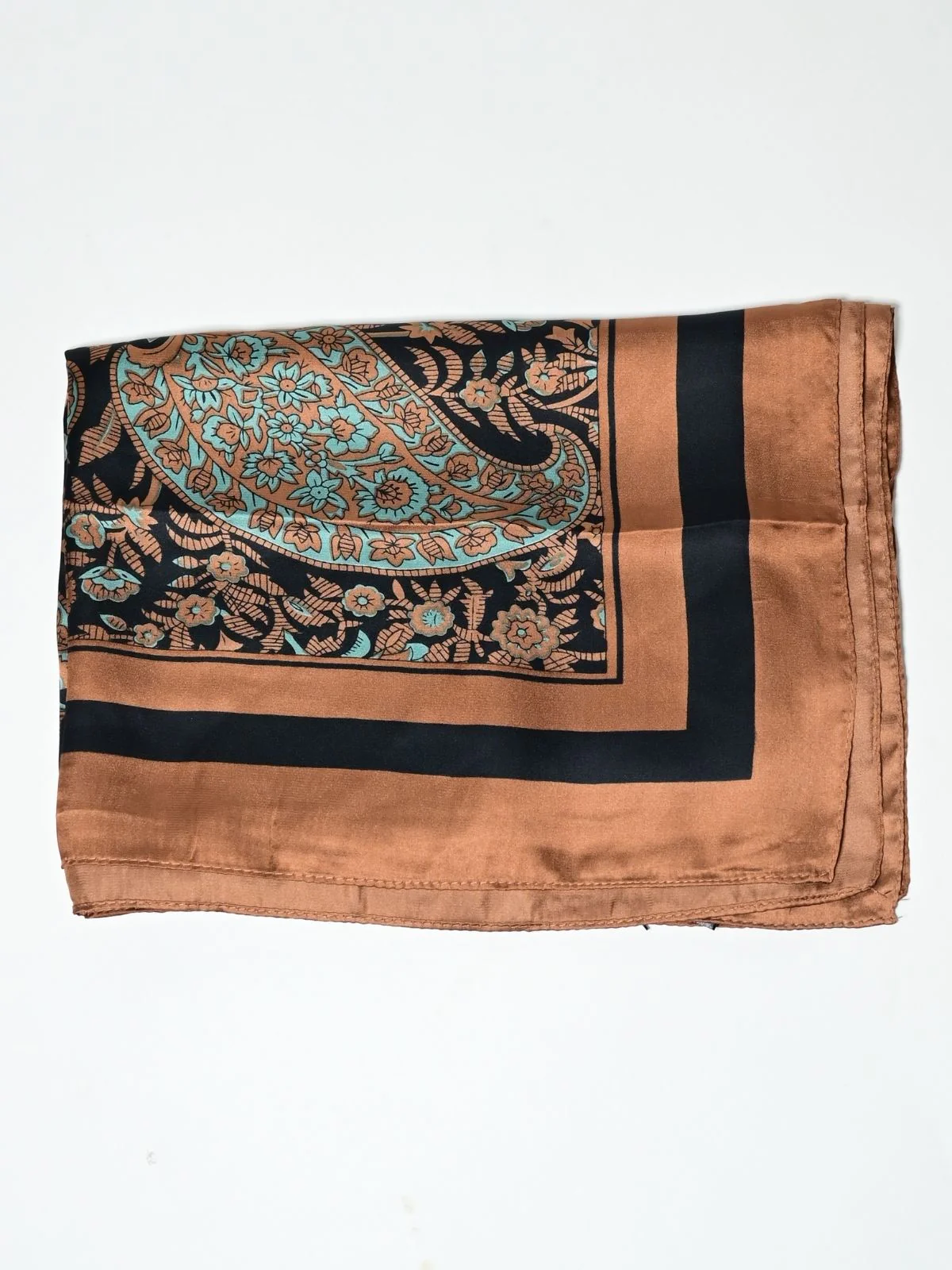 Odette Brown Printed Satin Scarf For Women - Image 5