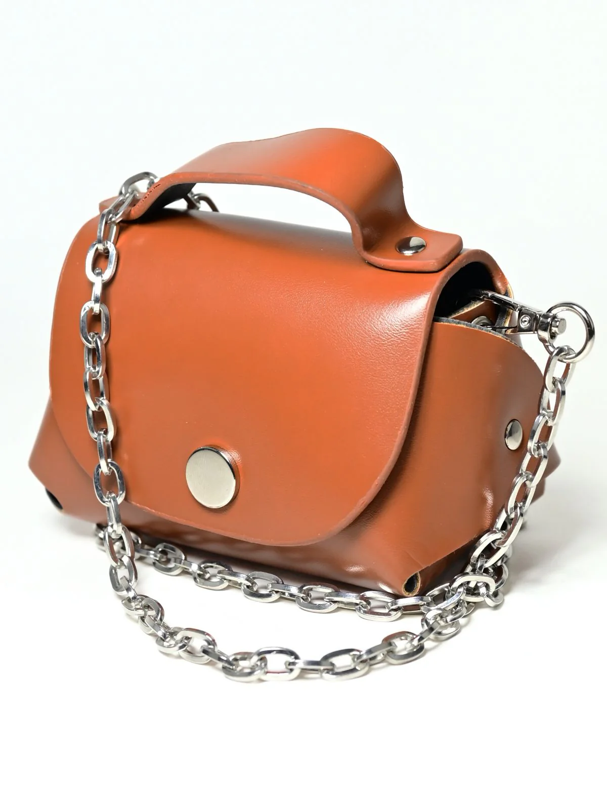 Odette Brown PU And Alloy Metallic Design Belt Bag For Women - Image 7