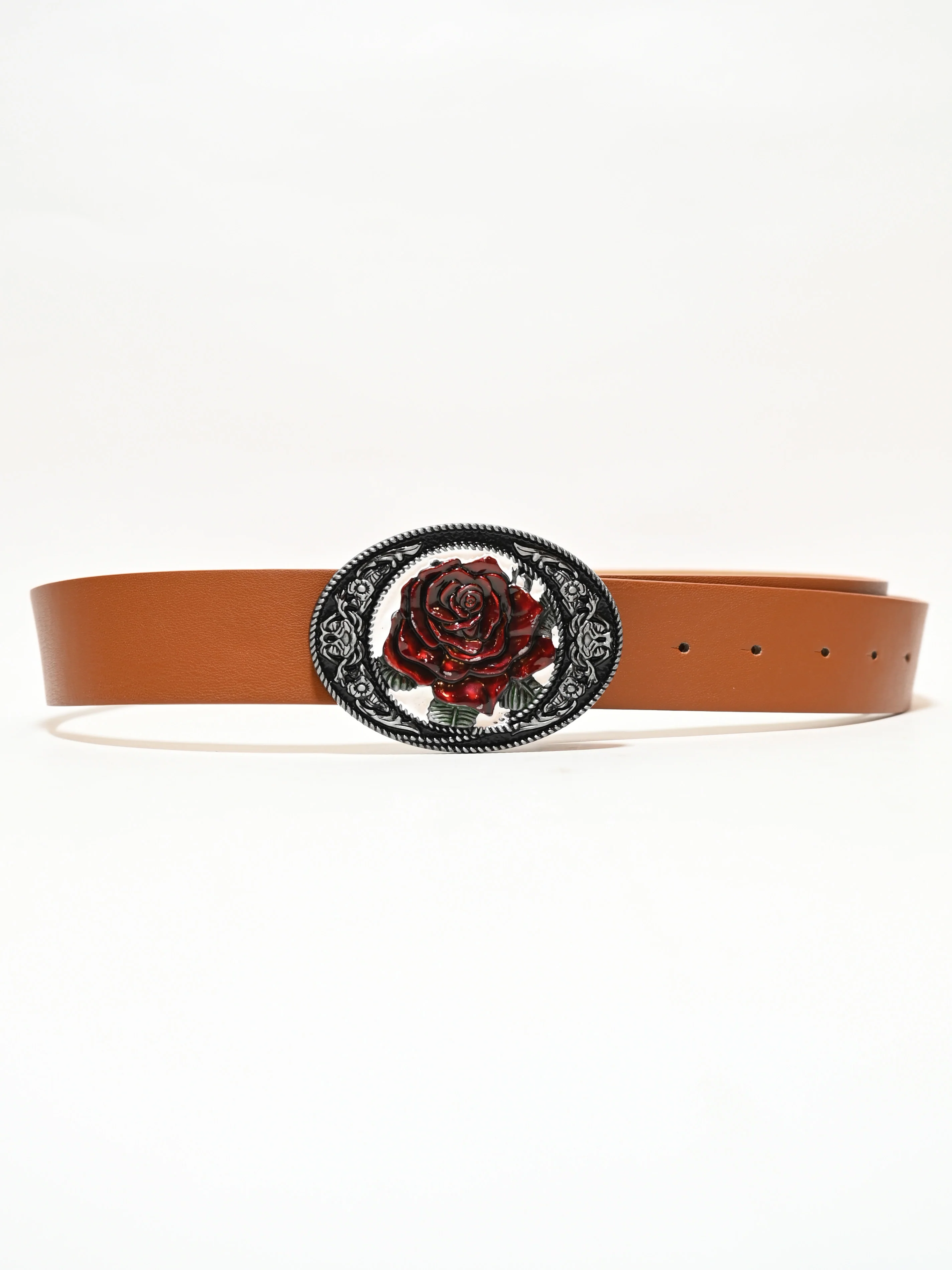 Odette Brown PU Metallic Design Belt For Women - Image 2
