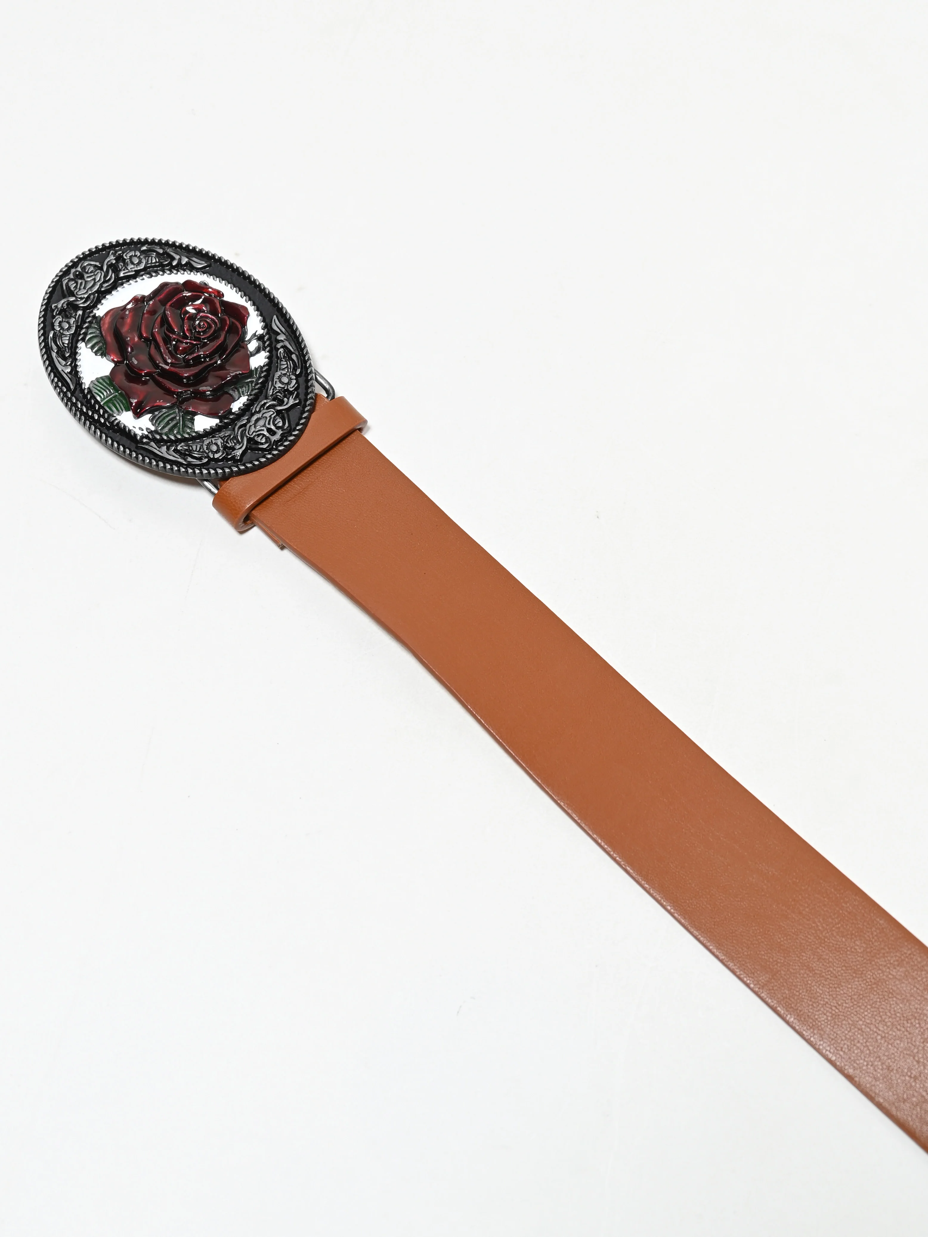 Odette Brown PU Metallic Design Belt For Women - Image 5