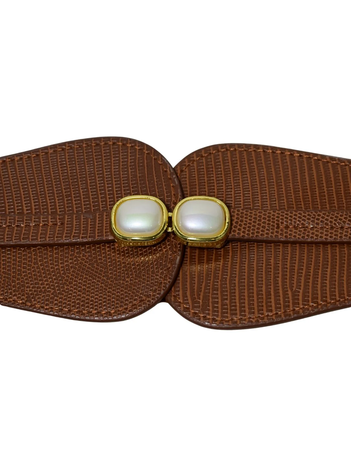 Odette Brown PU Pearl Work Belt For Women - Image 3