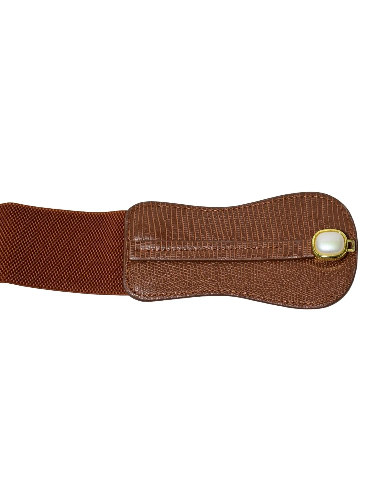 Odette Brown PU Pearl Work Belt For Women - Image 4