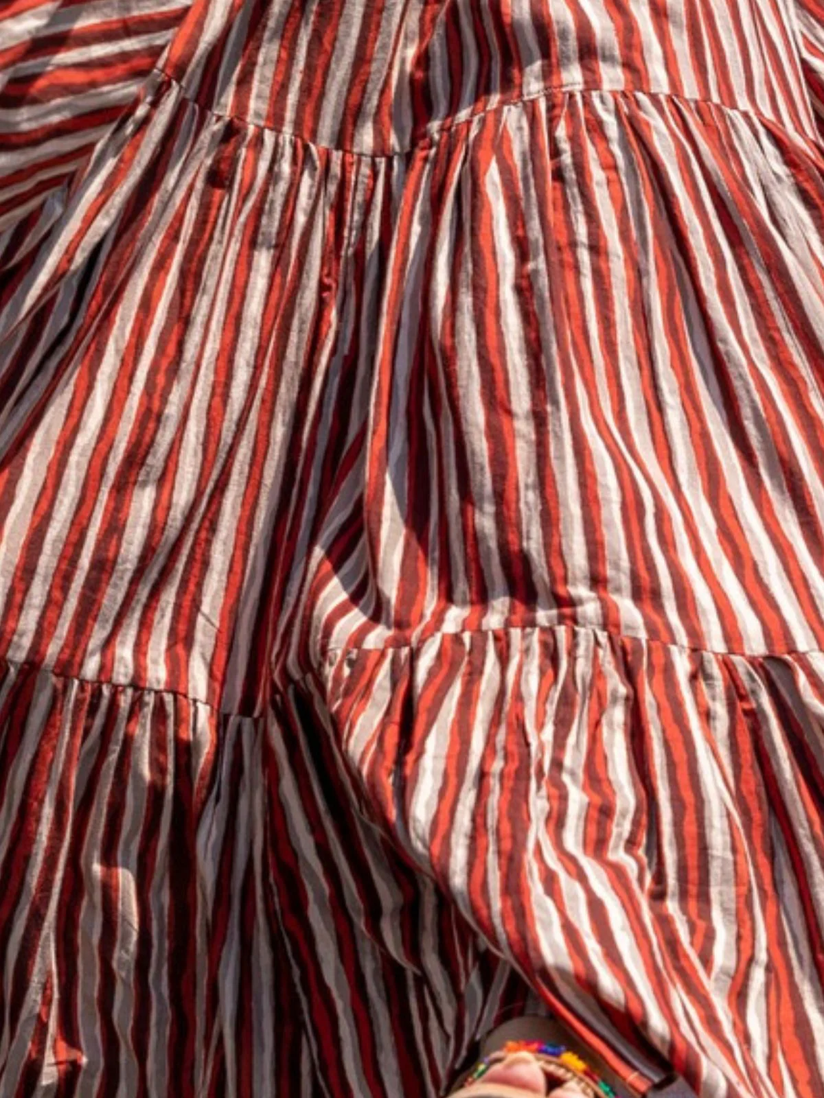 Odette Brown Rayon Stitched Stripes Indo Western Dresses For Women - Image 4