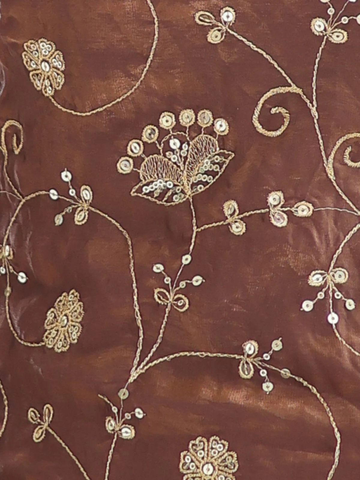 Odette Brown Silk Blend Embellished Kurta Set For Women - Image 5