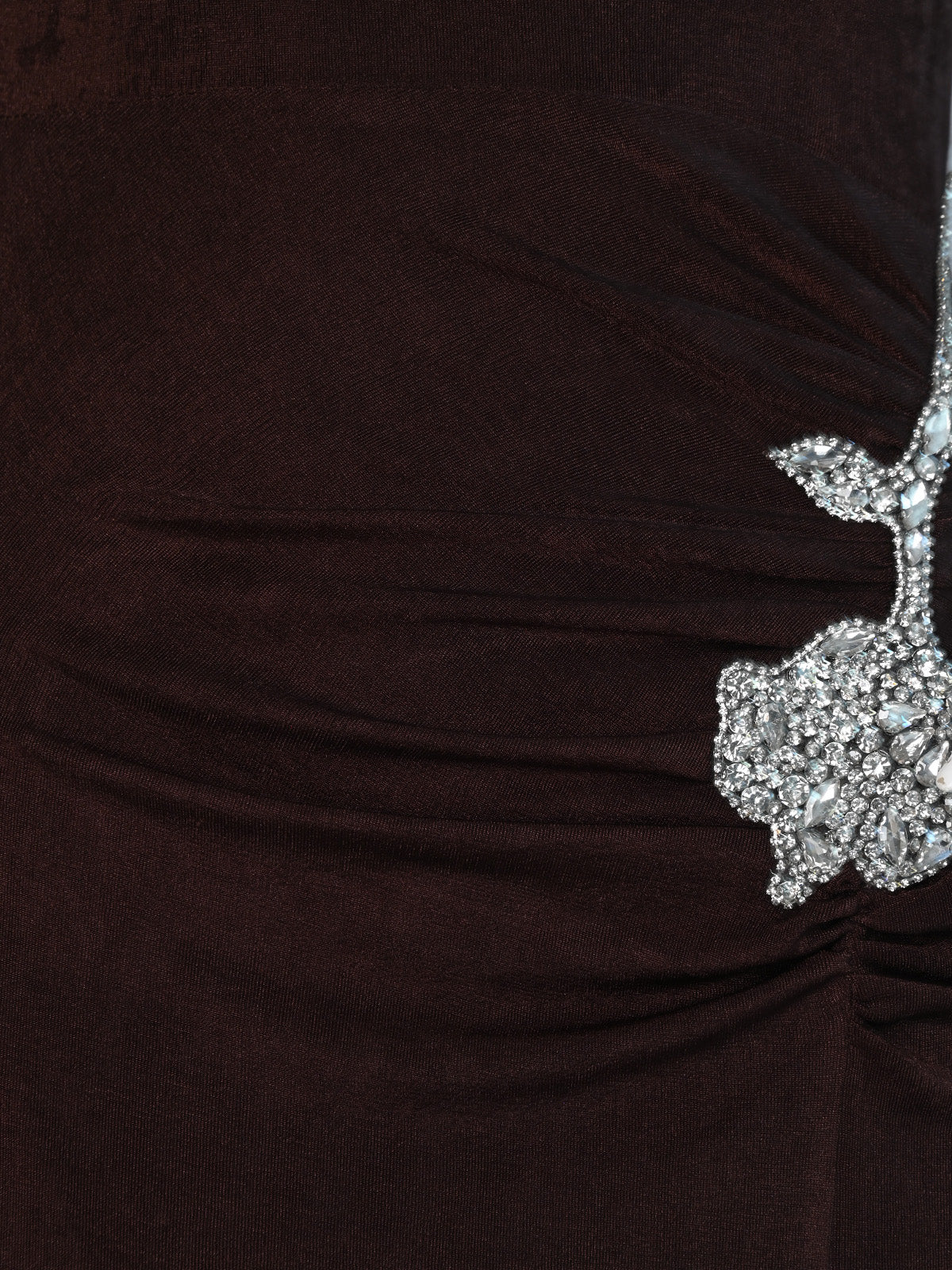 Odette Brown Soft Net Embellished Dresses For Women - Image 4