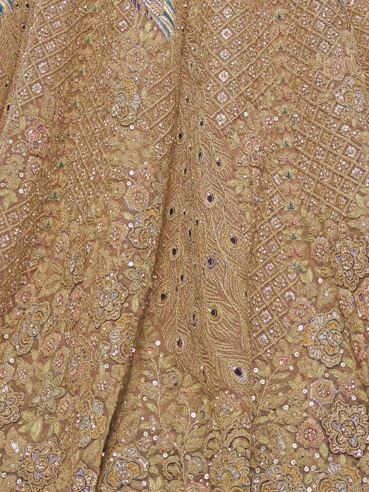 Odette Brown Soft Net Embellished Semi-Stitched Lehenga With Unstitched Blouse For Women - Image 6