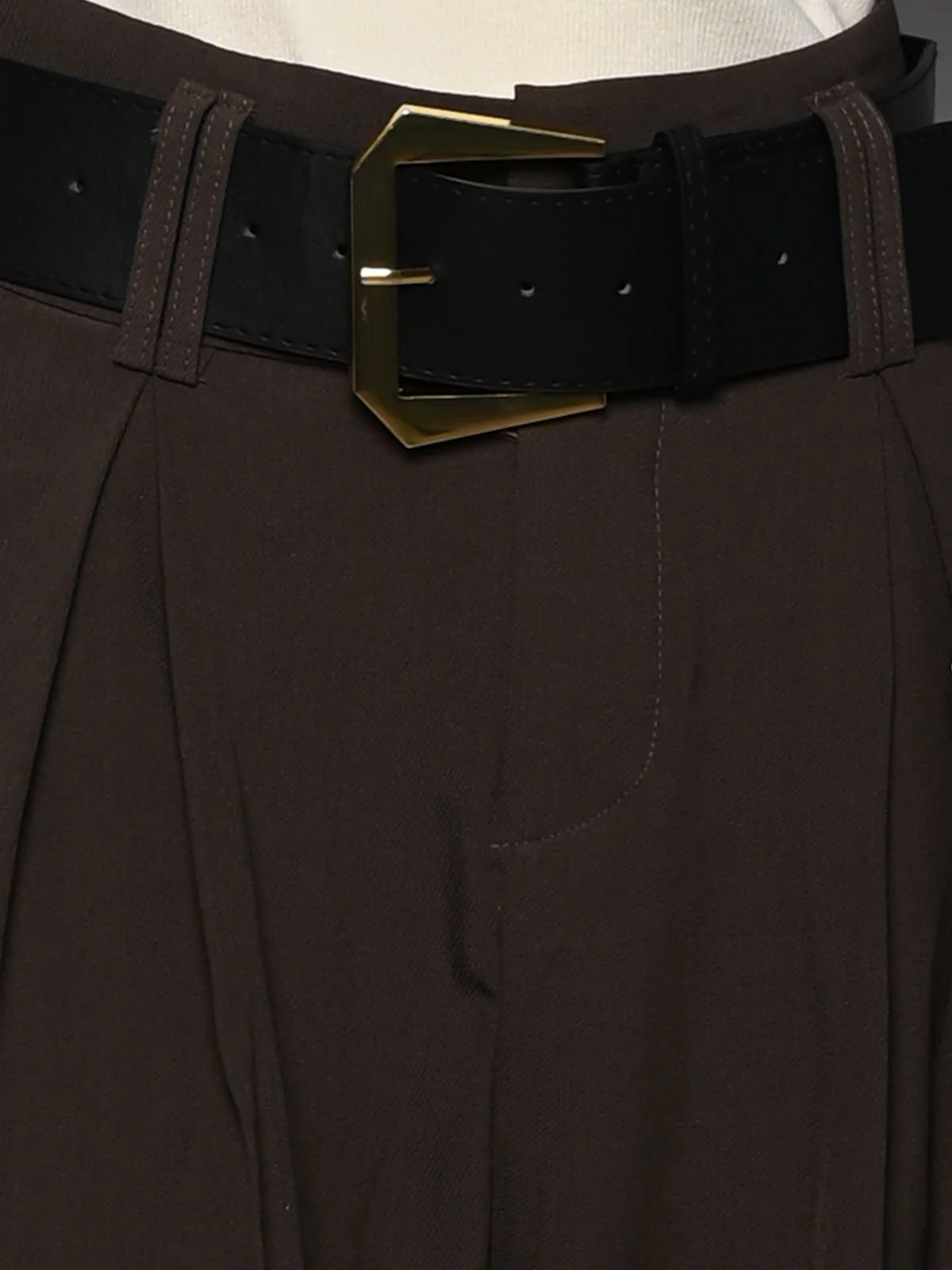 Odette Brown Suiting fabric Pleated Trouser For Women - Image 4
