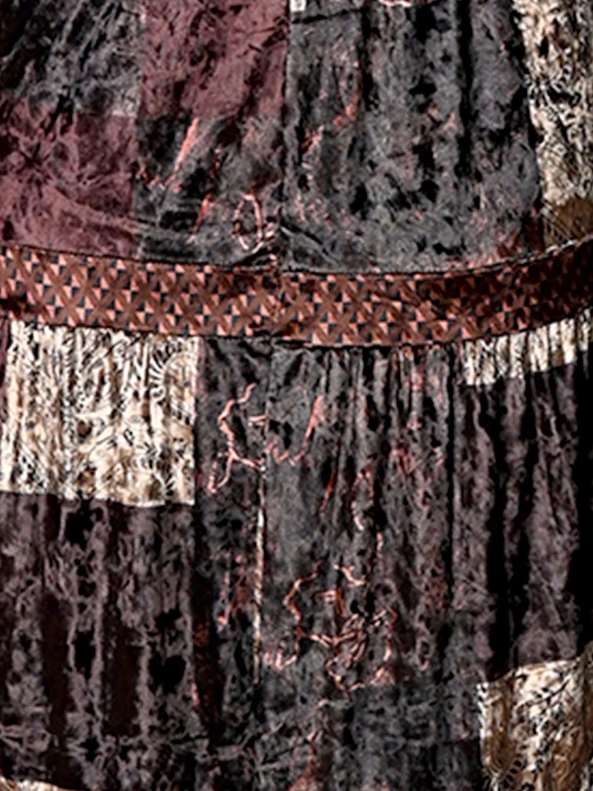 Odette Brown Velvet Printed Skirt For Women - Image 5