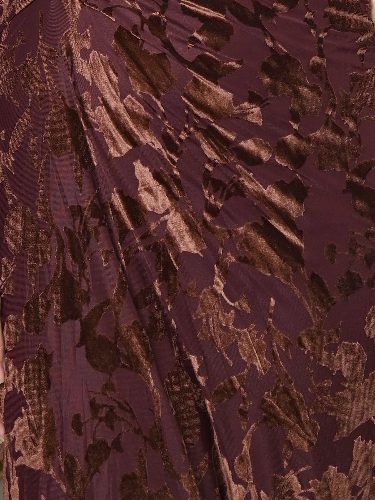Odette Brown Velvet Woven Dress For Women - Image 6