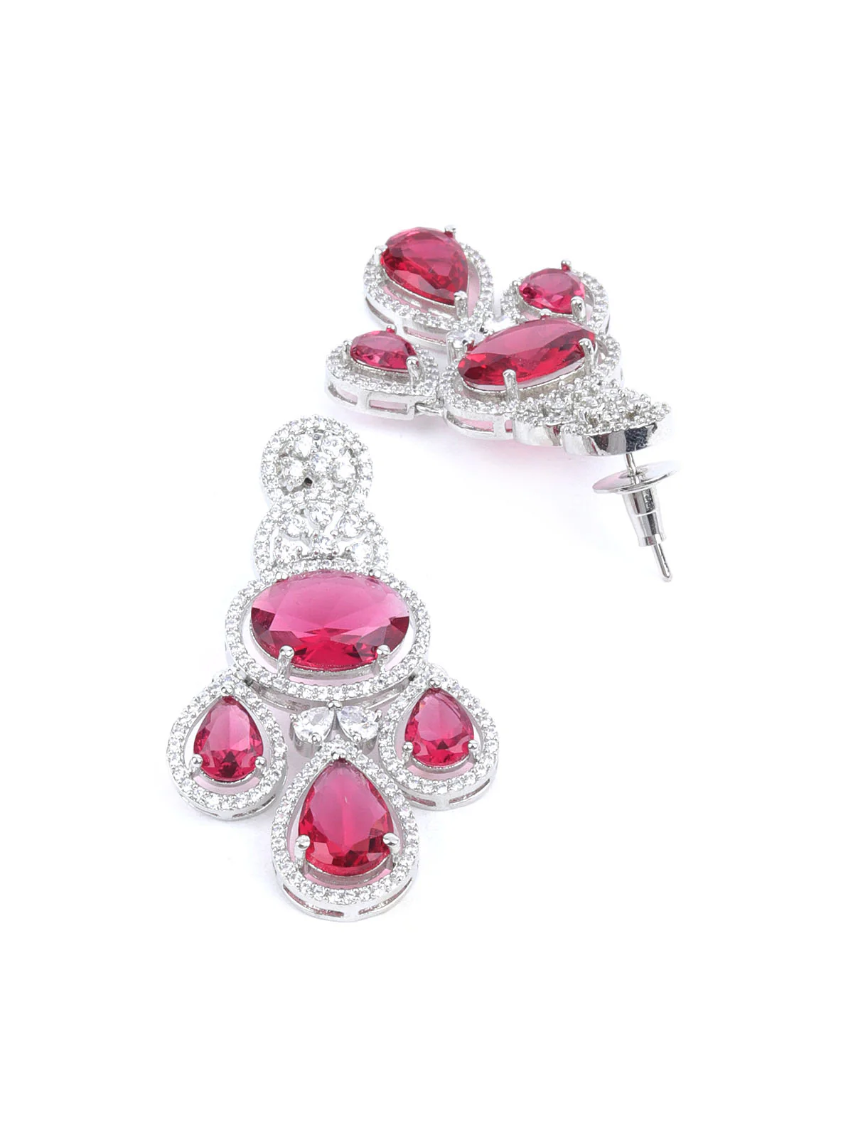 Odette Burgundy Alloy Embellished Jewellery Set For Women - Image 6