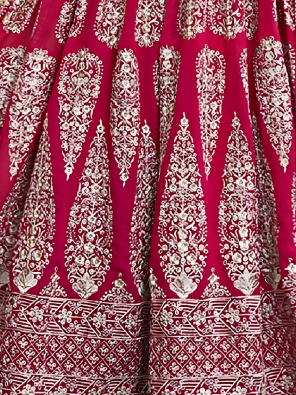 Odette Cherry Red Georgette Embroidered Semi-Stitched Lehenga For Women - Image 4
