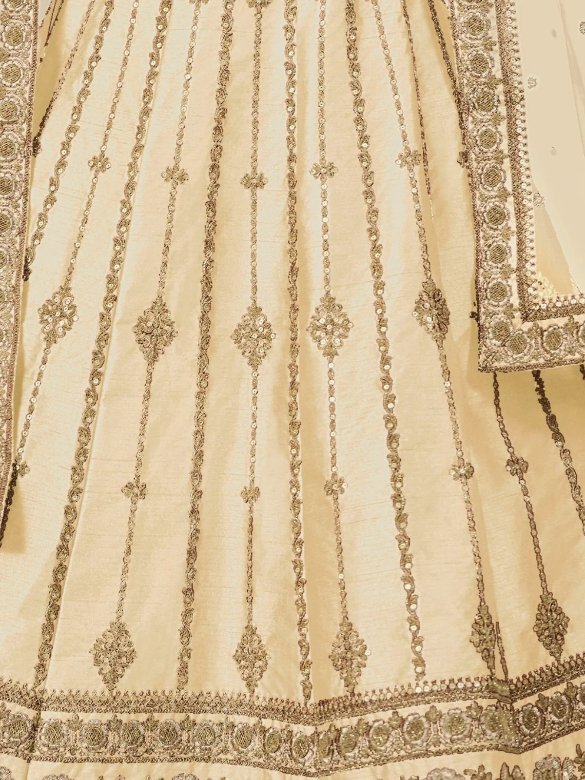 Odette Cream Art Silk Embroidered Semi-Stitched lehenga For Women - Image 5