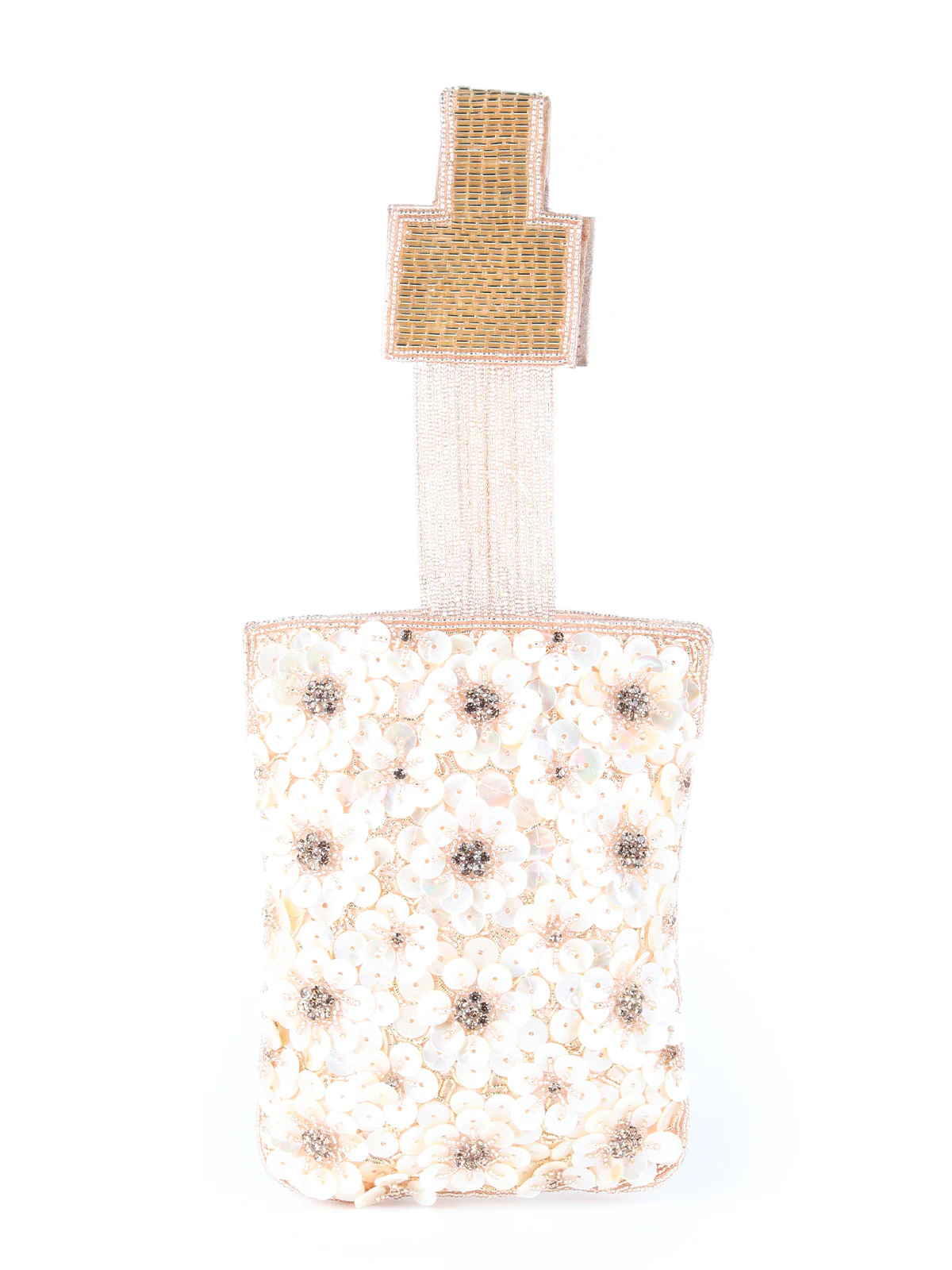 Odette Cream Beads Embroidered Clutch for Women - Image 5