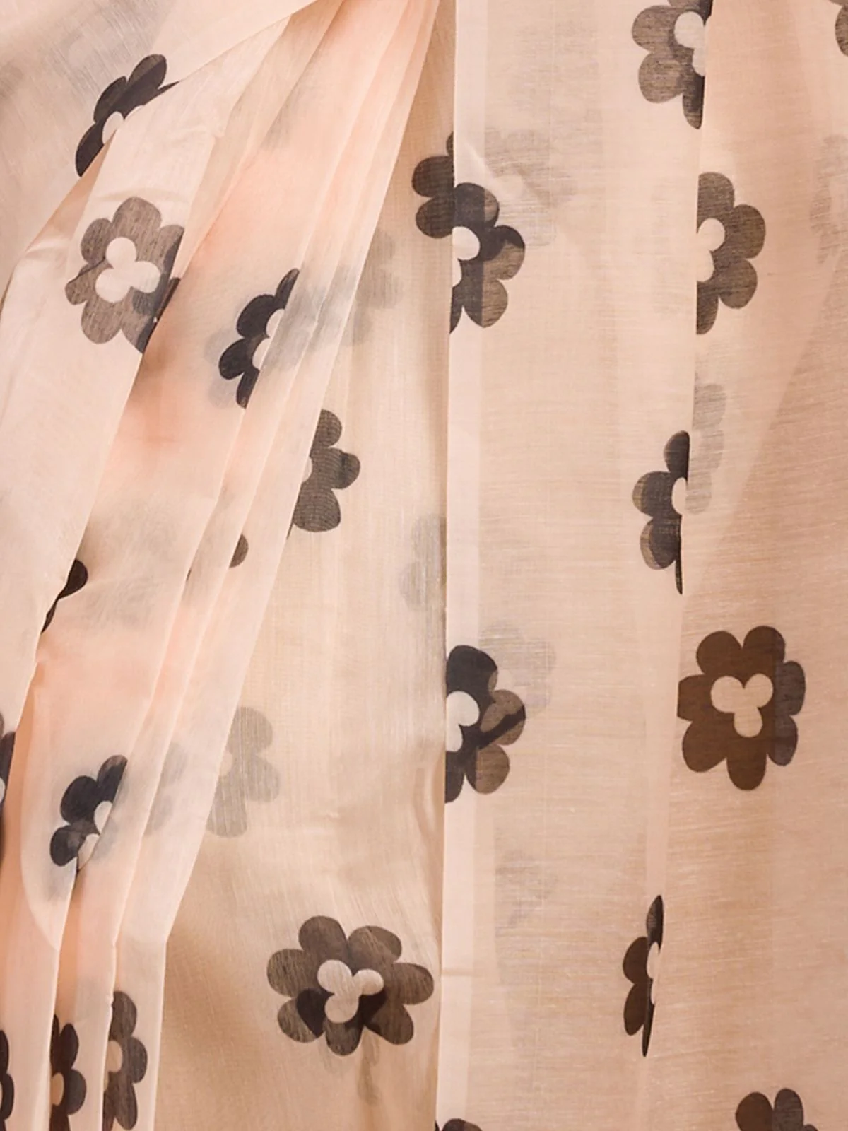 Odette Cream Cotton Linen Zari Work Saree For Women - Image 6