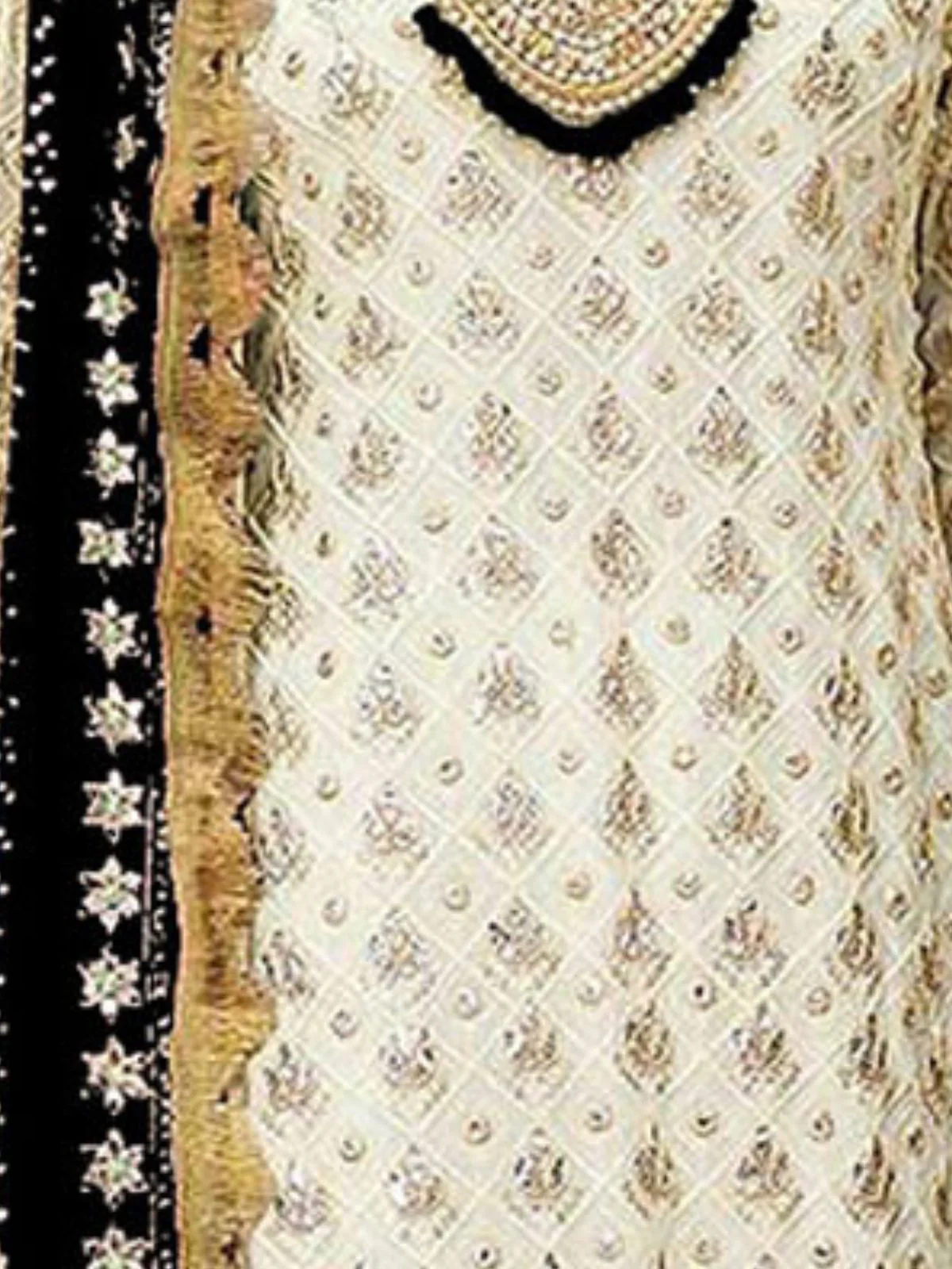 Odette Cream Georgette Embroidered Semi Stitched Kurta Set For Women - Image 3