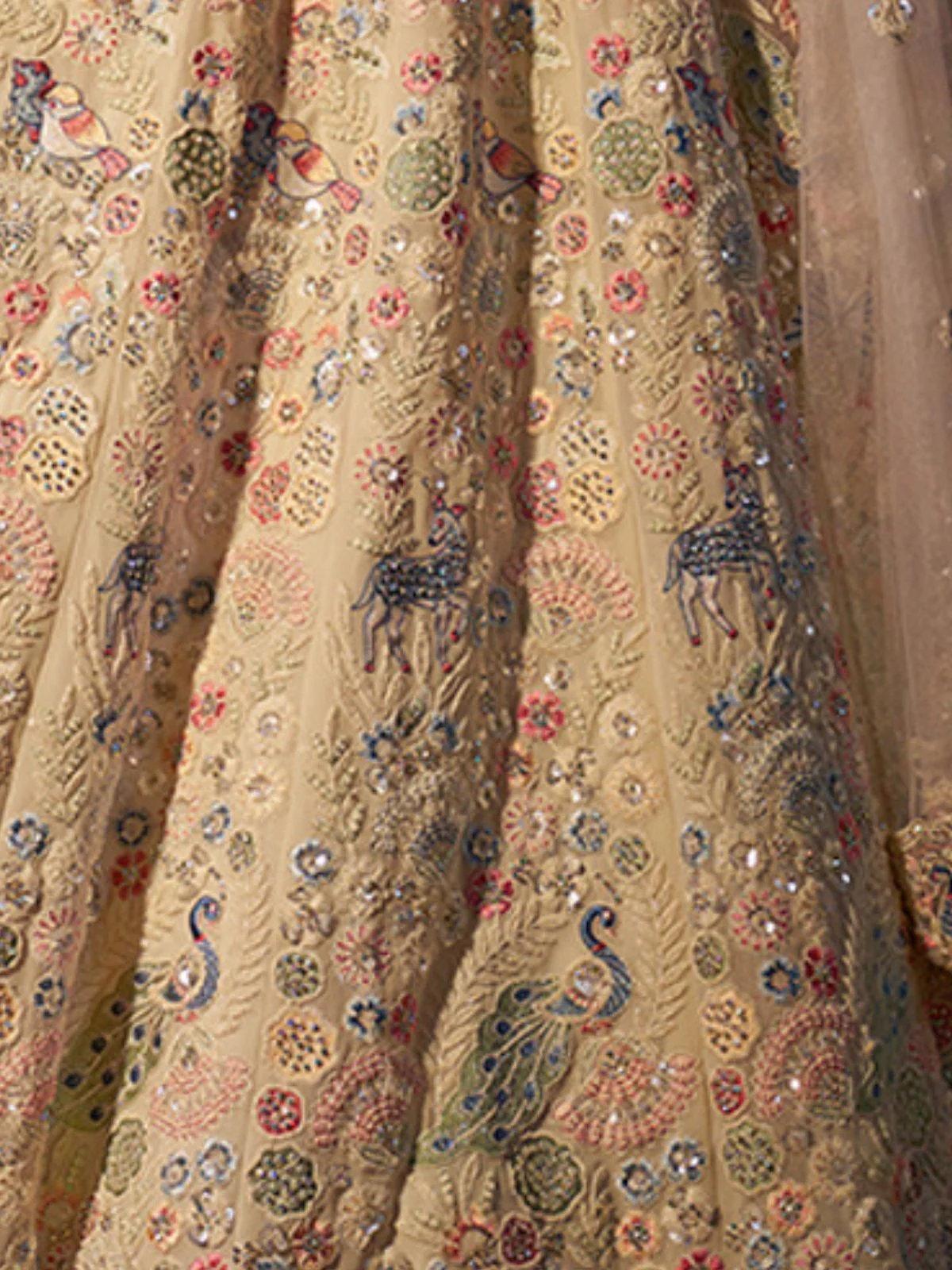 Odette Cream Georgette Embroidered Semi-Stitched Lehenga For Women - Image 5