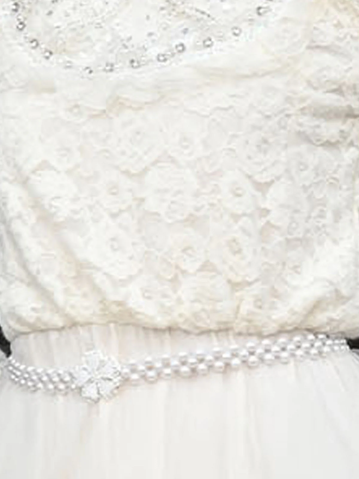 Odette Cream Net Self Design Dress For Women - Image 6