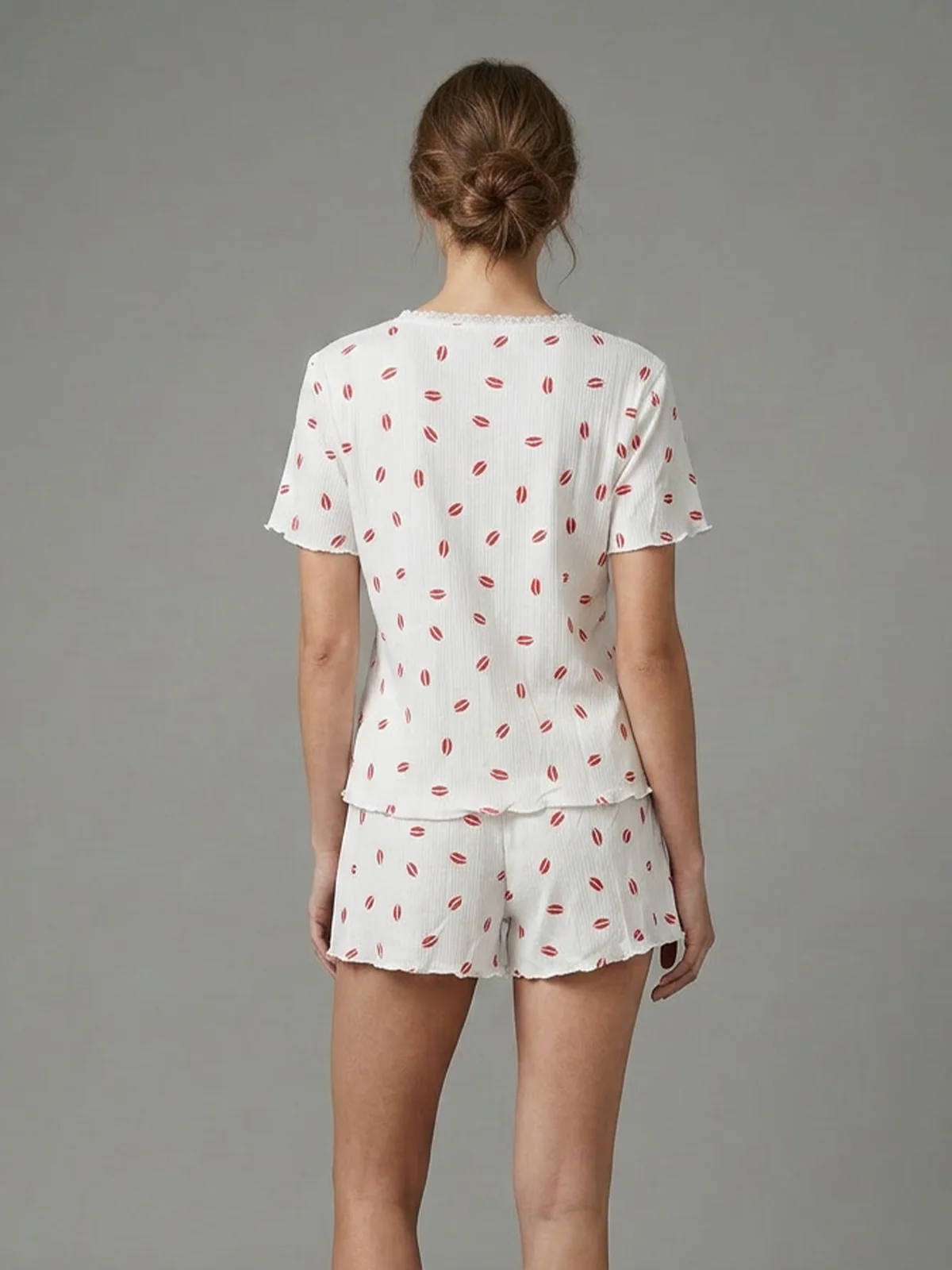 Odette Cream Silk Wool Printed Night Dress For Women - Image 3