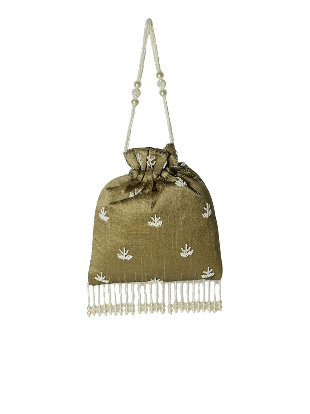 Odette Dark Beige Jute Embellished Potli For Women - Image 4