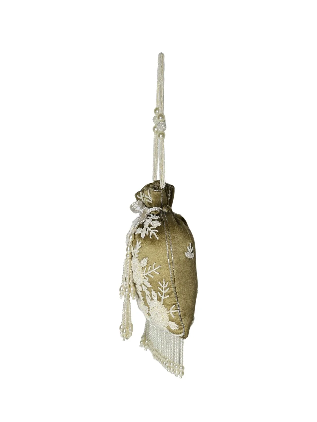 Odette Dark Beige Jute Embellished Potli For Women - Image 5