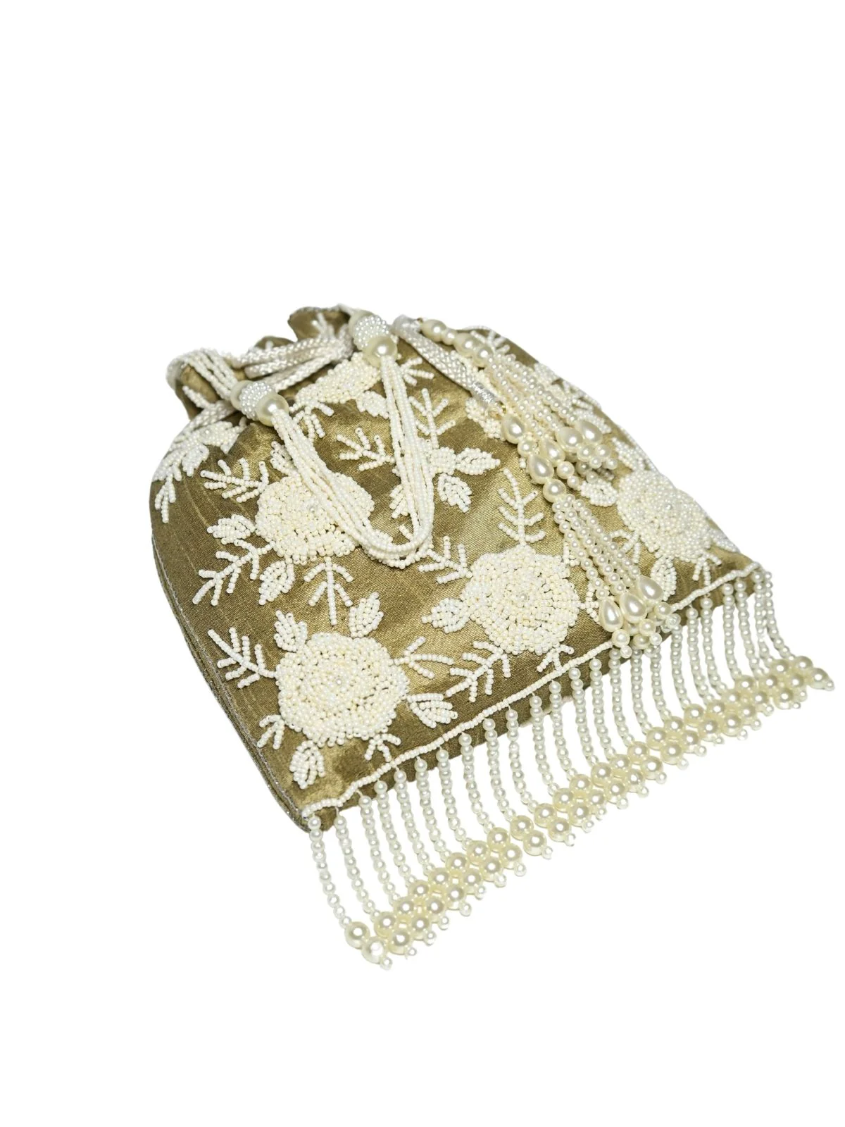 Odette Dark Beige Jute Embellished Potli For Women - Image 8
