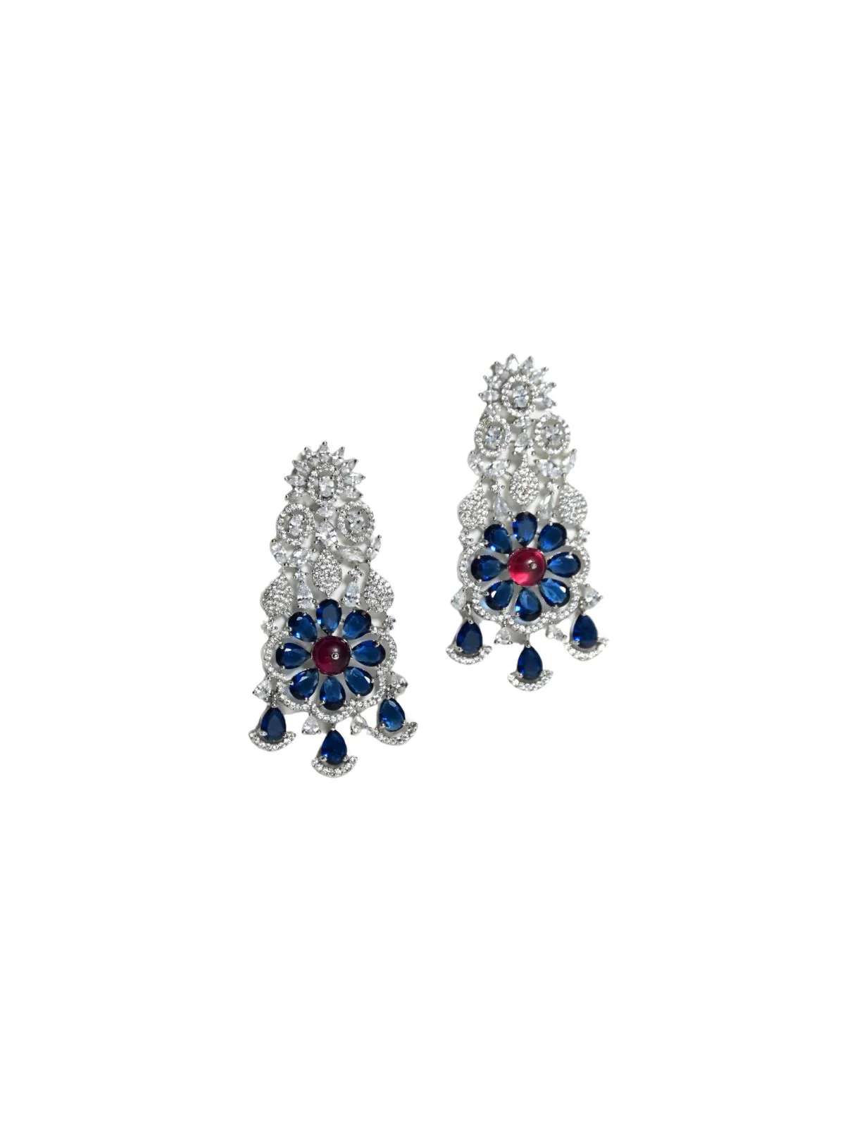 Odette Dark Blue Alloy Embellished Jewellery Set For Women - Image 4