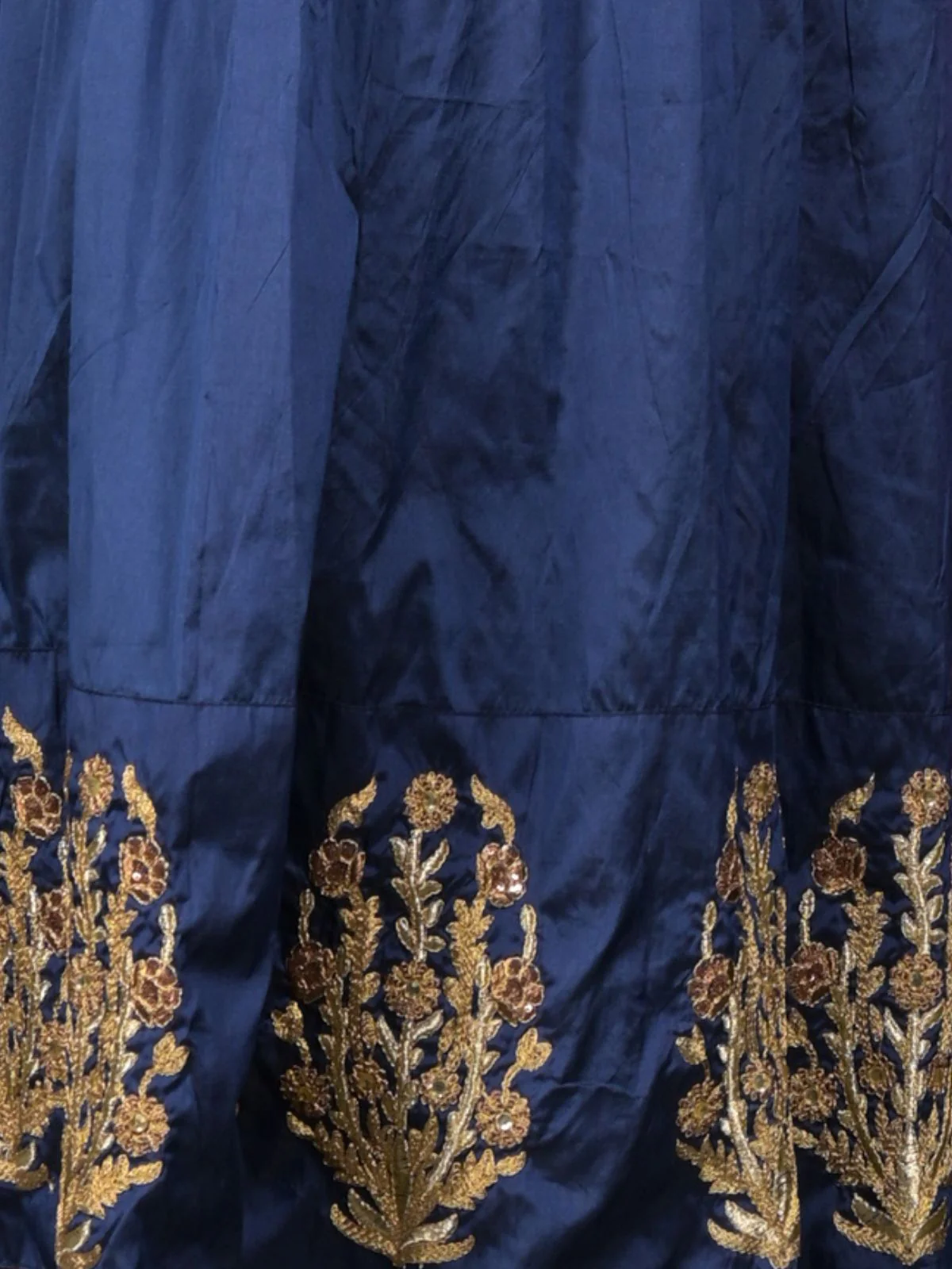 Odette Dark Blue Embroidered Stitched Flared Long Anarkali Gown With Dupatta For Women - Image 5