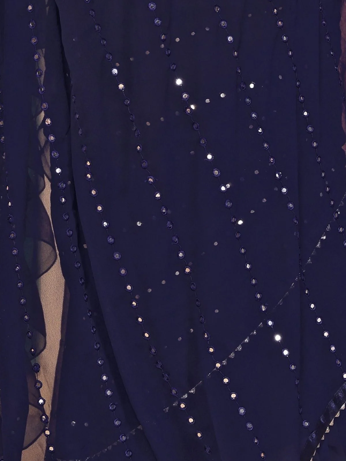 Odette Dark Blue Georgette Embellished Saree For Women - Image 5