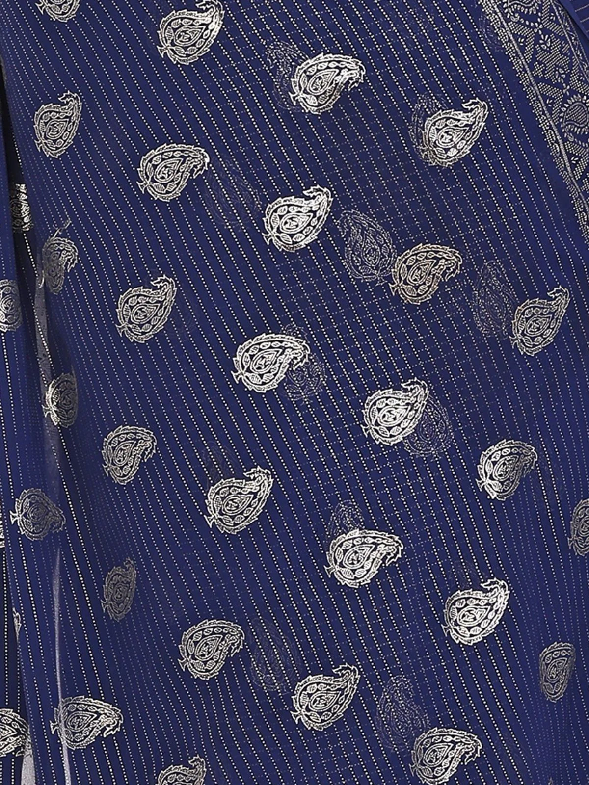 Odette Dark Blue Georgette Printed Saree For Women - Image 5