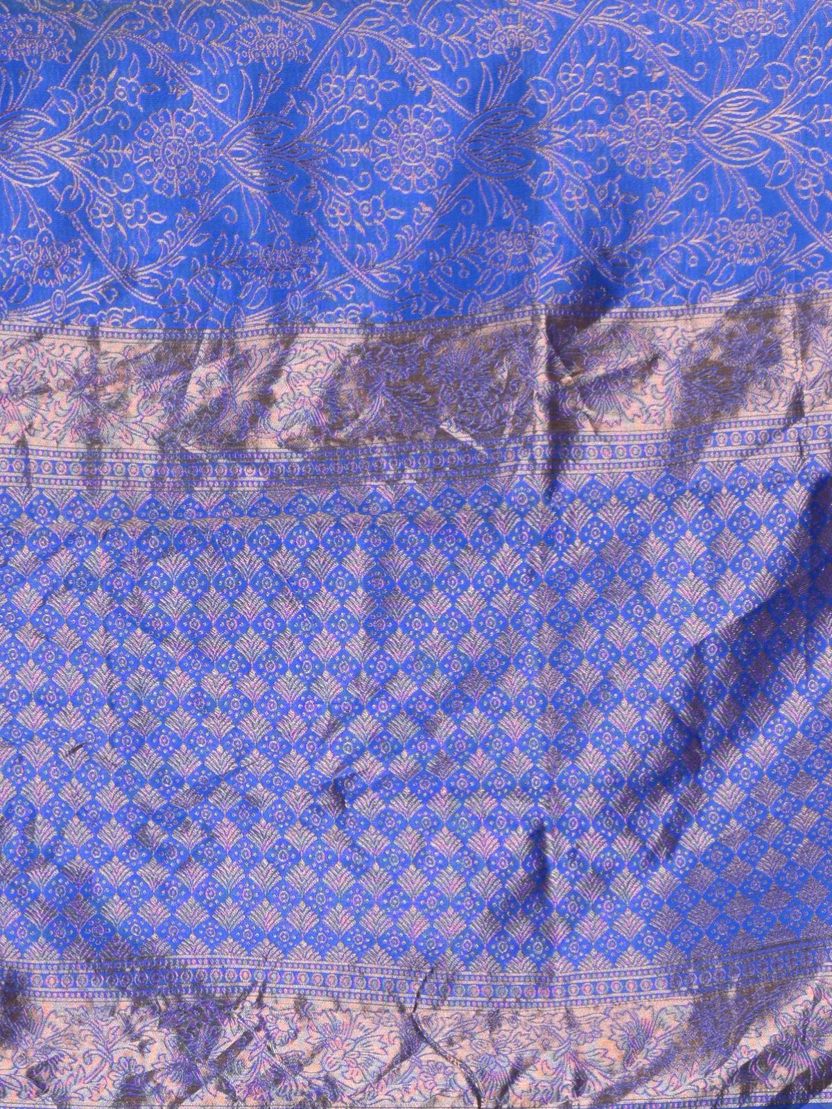 Odette Dark Blue Woven Silk Blend Saree With Unstitched Blouse For Women - Image 5