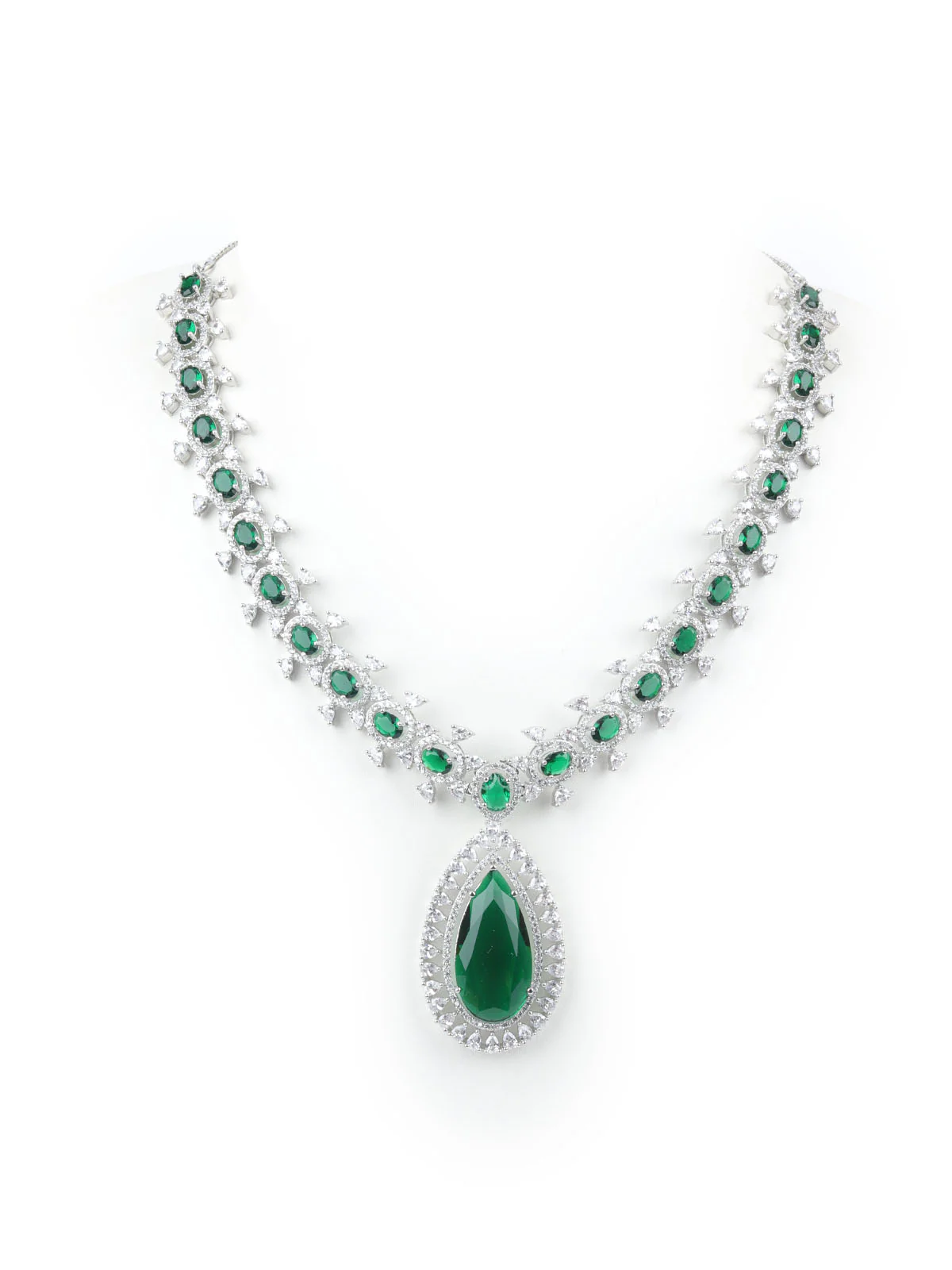 Odette Dark Green Alloy Embellished Jewellery Set For Women - Image 4
