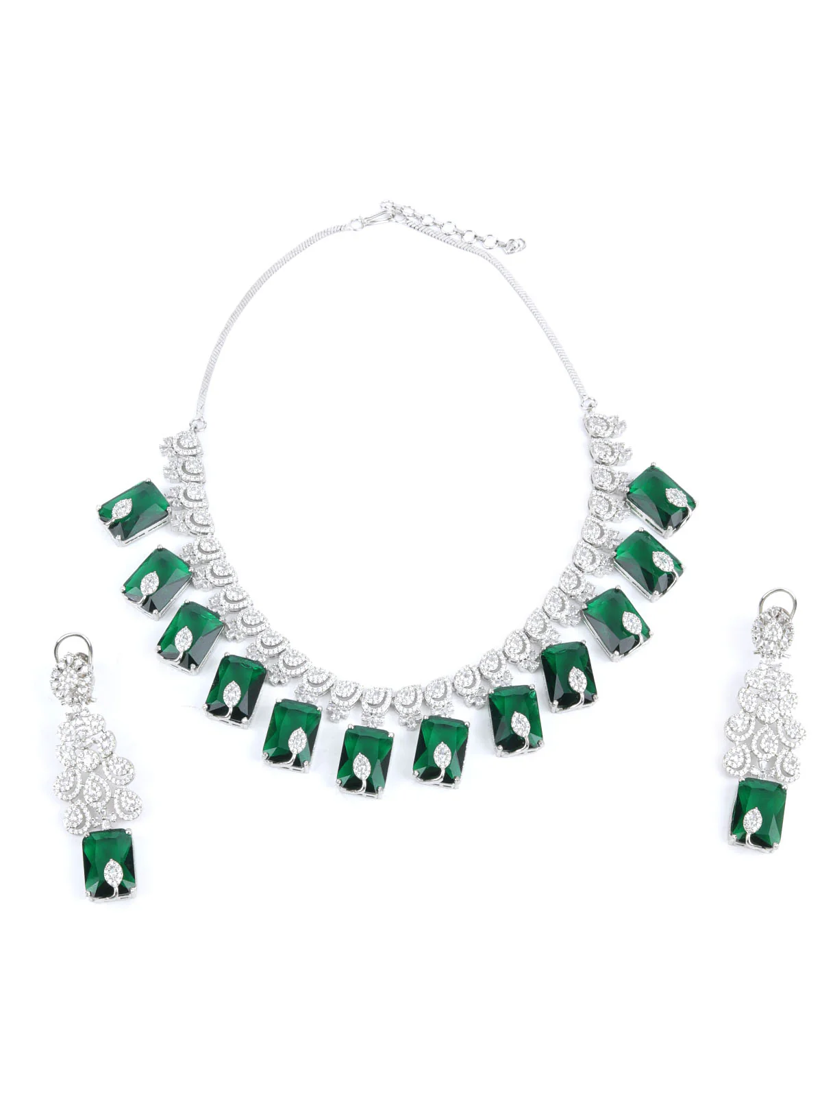 Odette Dark Green Alloy Embellished Jewellery Set For Women - Image 3
