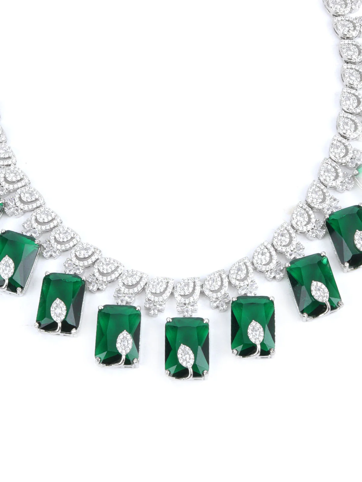 Odette Dark Green Alloy Embellished Jewellery Set For Women - Image 4