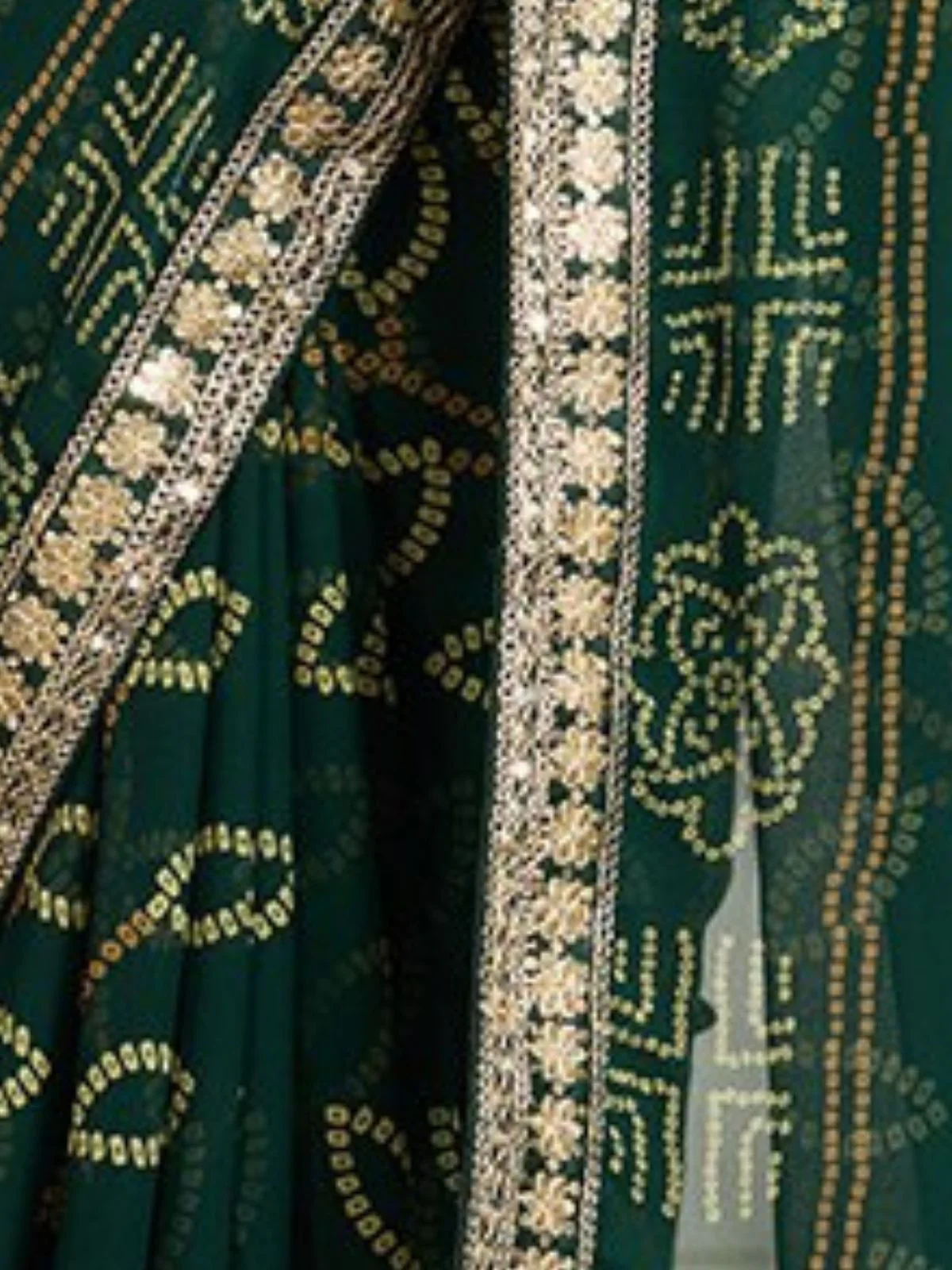 Odette Dark Green Georgette Printed Saree For Women - Image 3