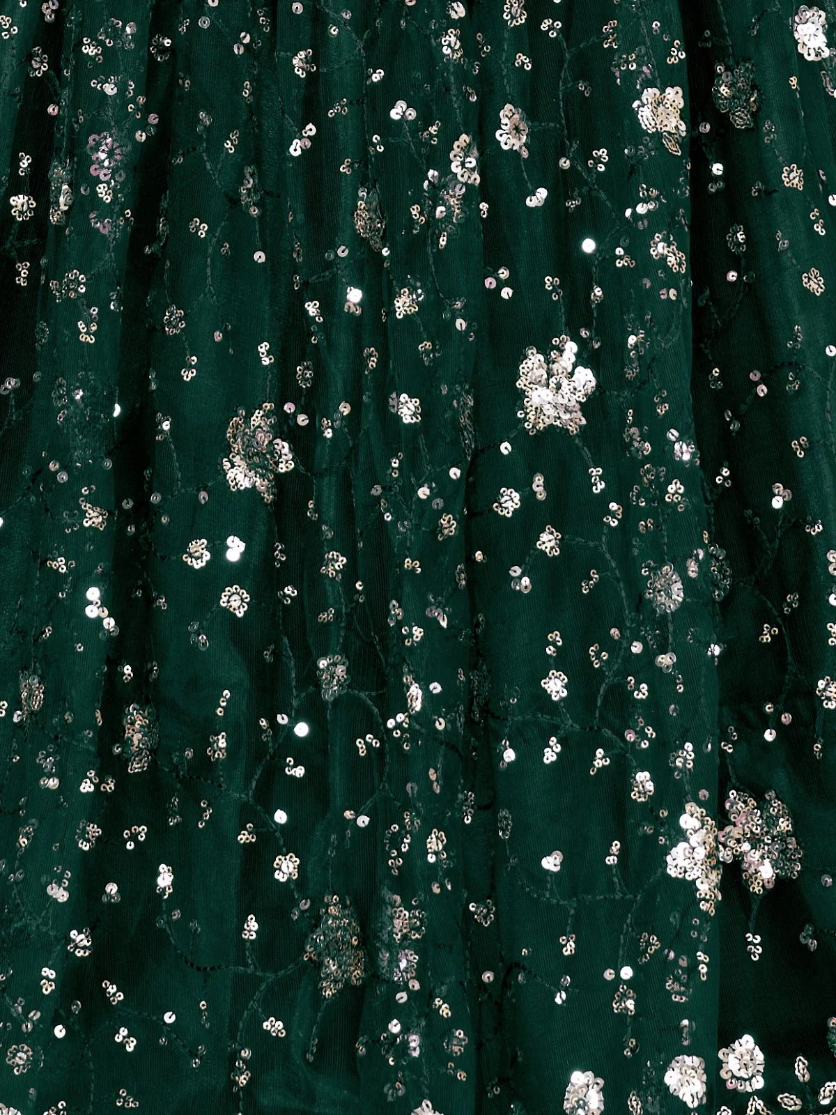 Odette Dark Green Net Embroidered Semi Stitched Lehenga For Women - Image 5