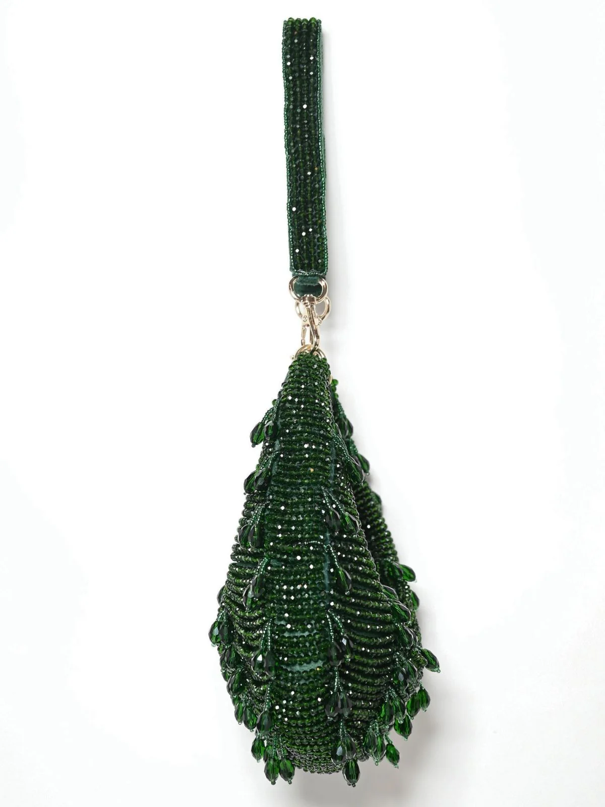 Odette Dark Green Suede Embellished Clutch For Women - Image 5