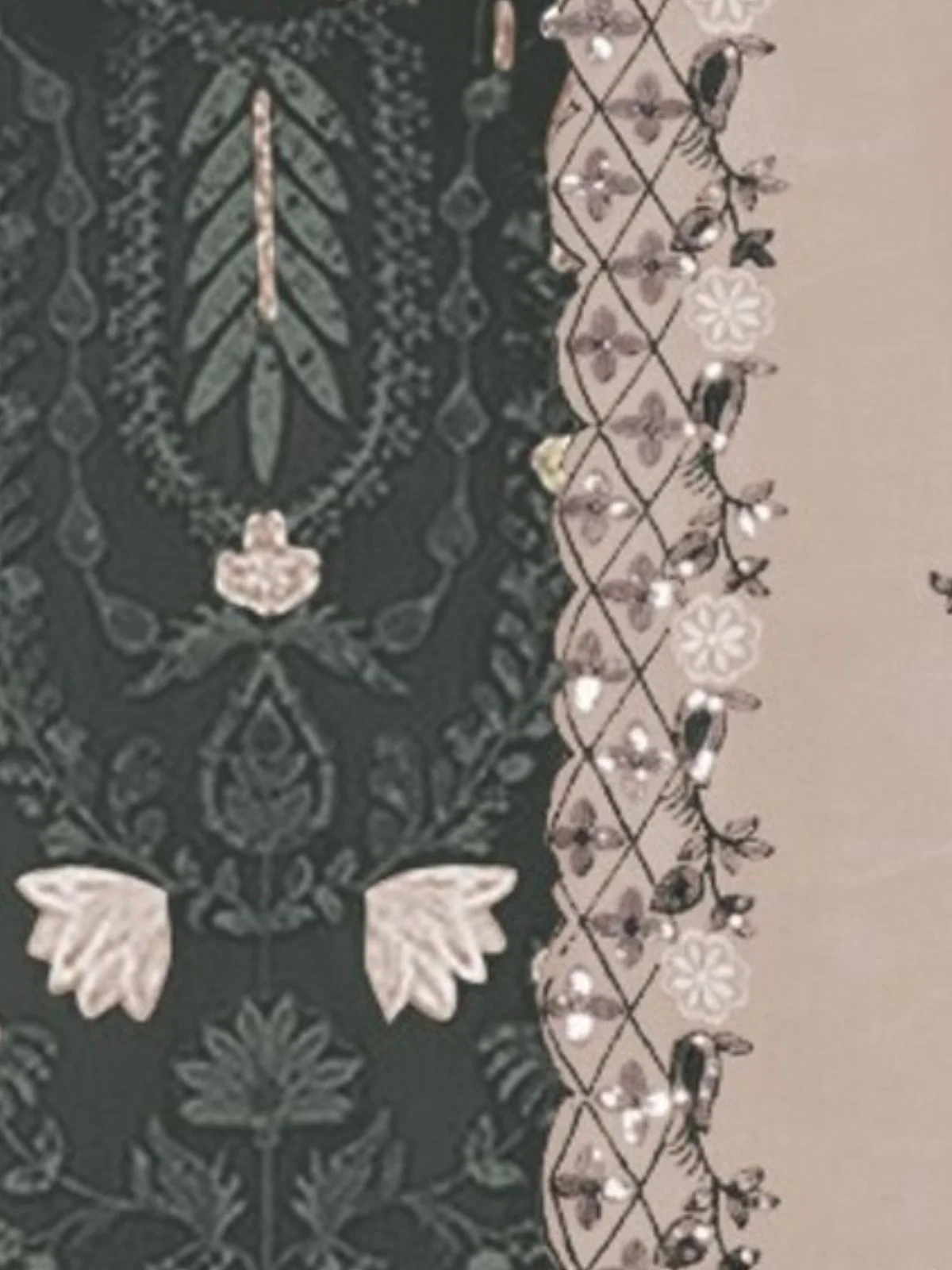 Odette Dark Grey Georgette Embroidered Semi-Stitched Kurta Set For Women - Image 3