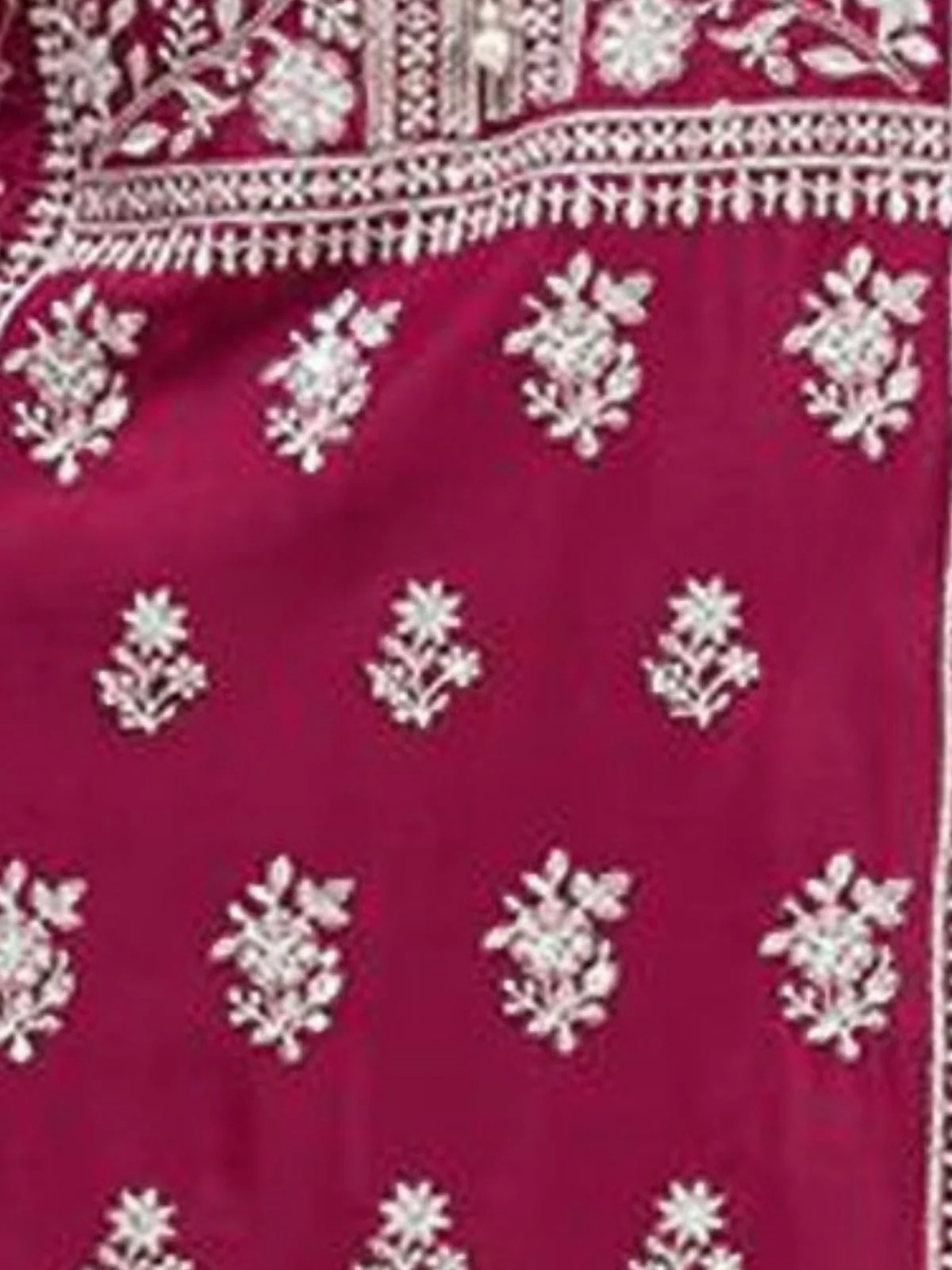 Odette Dark Magenta Georgette Embroidered Semi Stitched Kurta Set For Women - Image 3